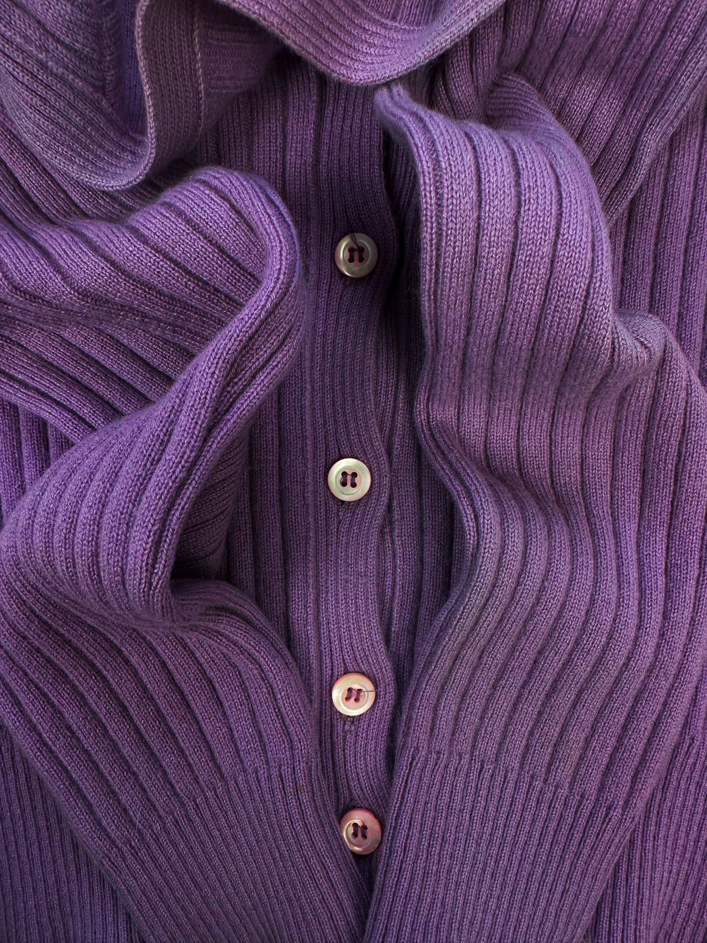 Prada Lilac Ribbed Button Down Cardigan