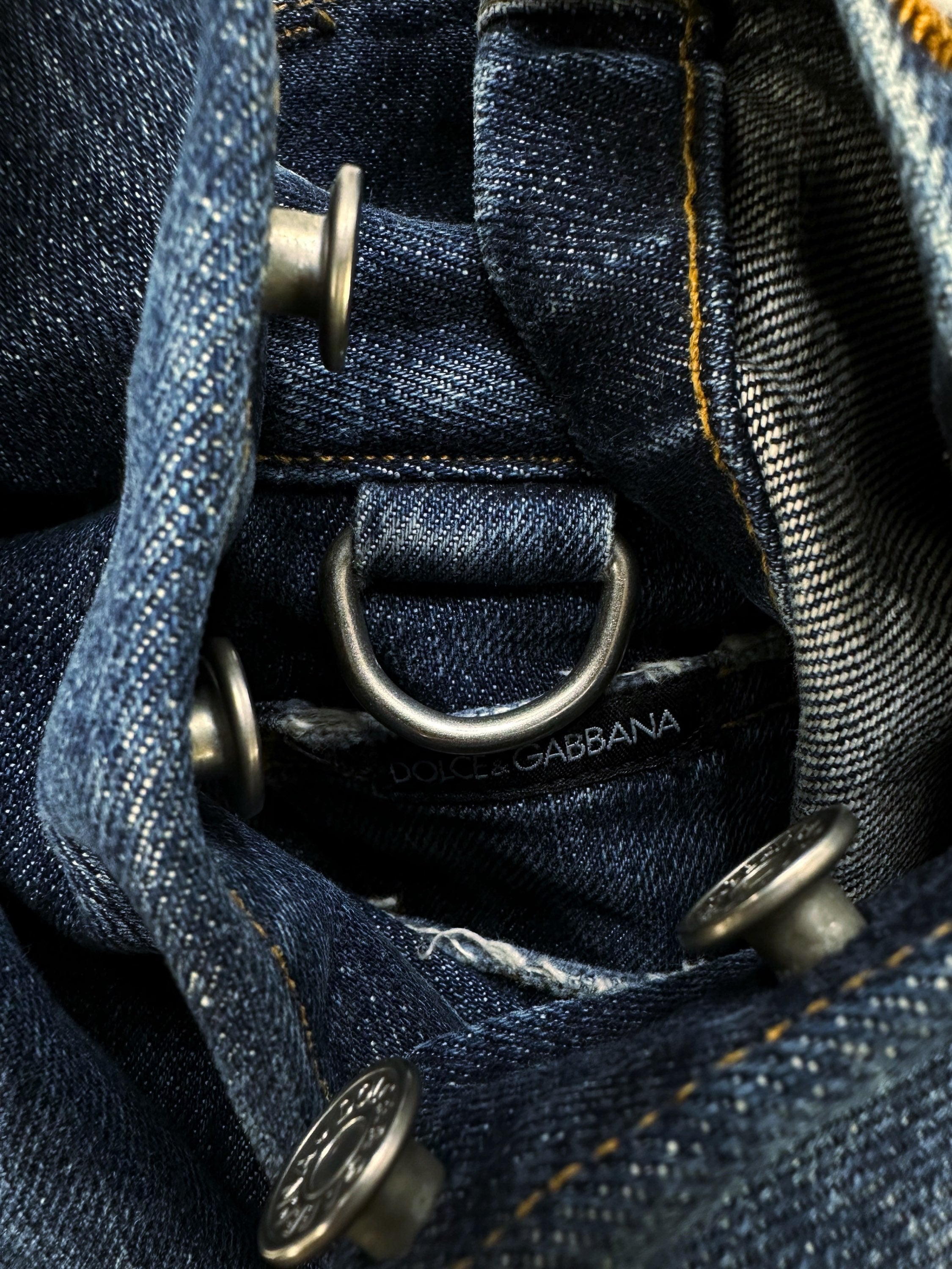 00s Dolce &amp; Gabbana D-Ring Flared Blue Denim