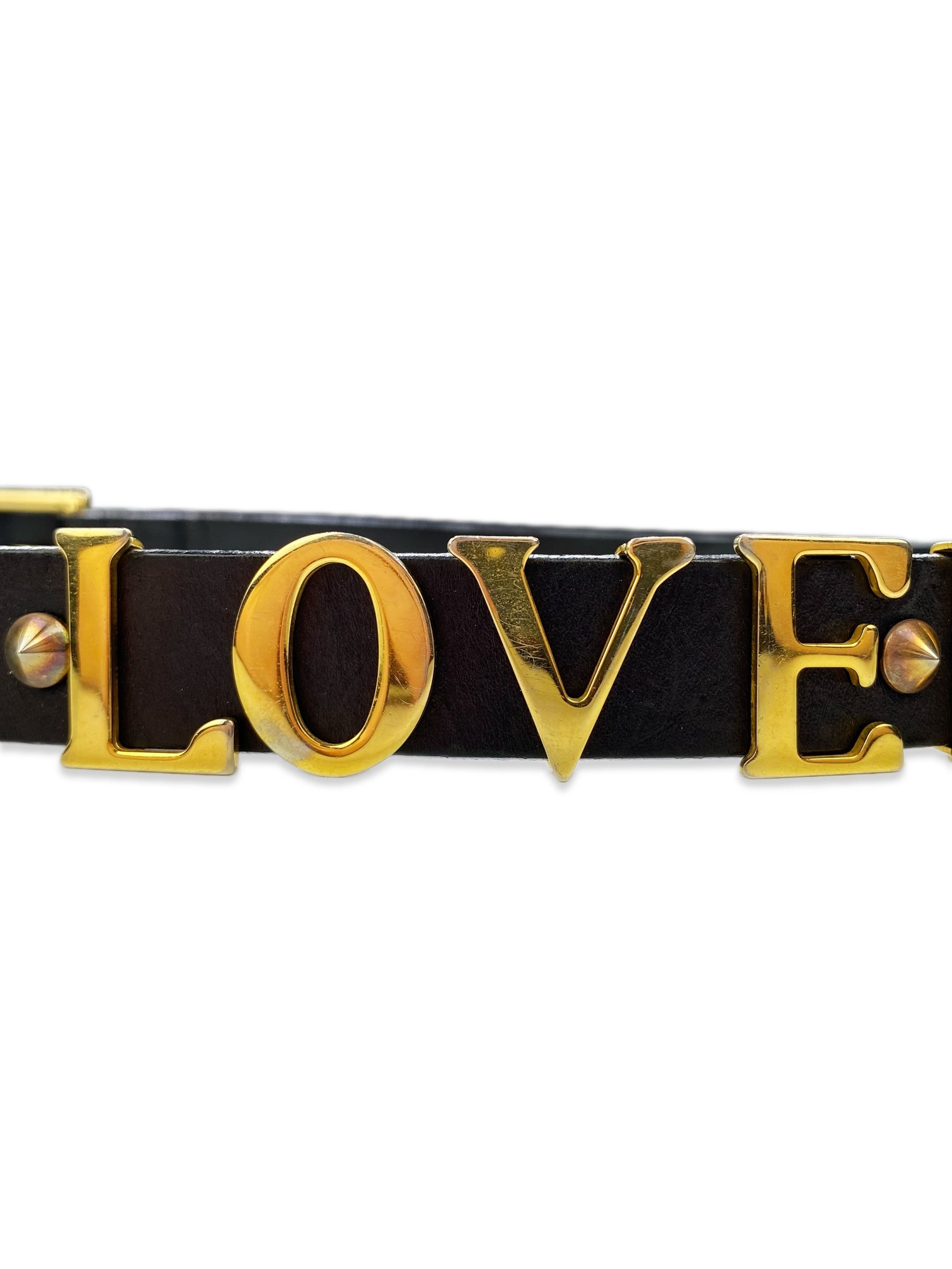 SS03 Dolce & Gabbana “Love” Gold Adjustable Leather Belt