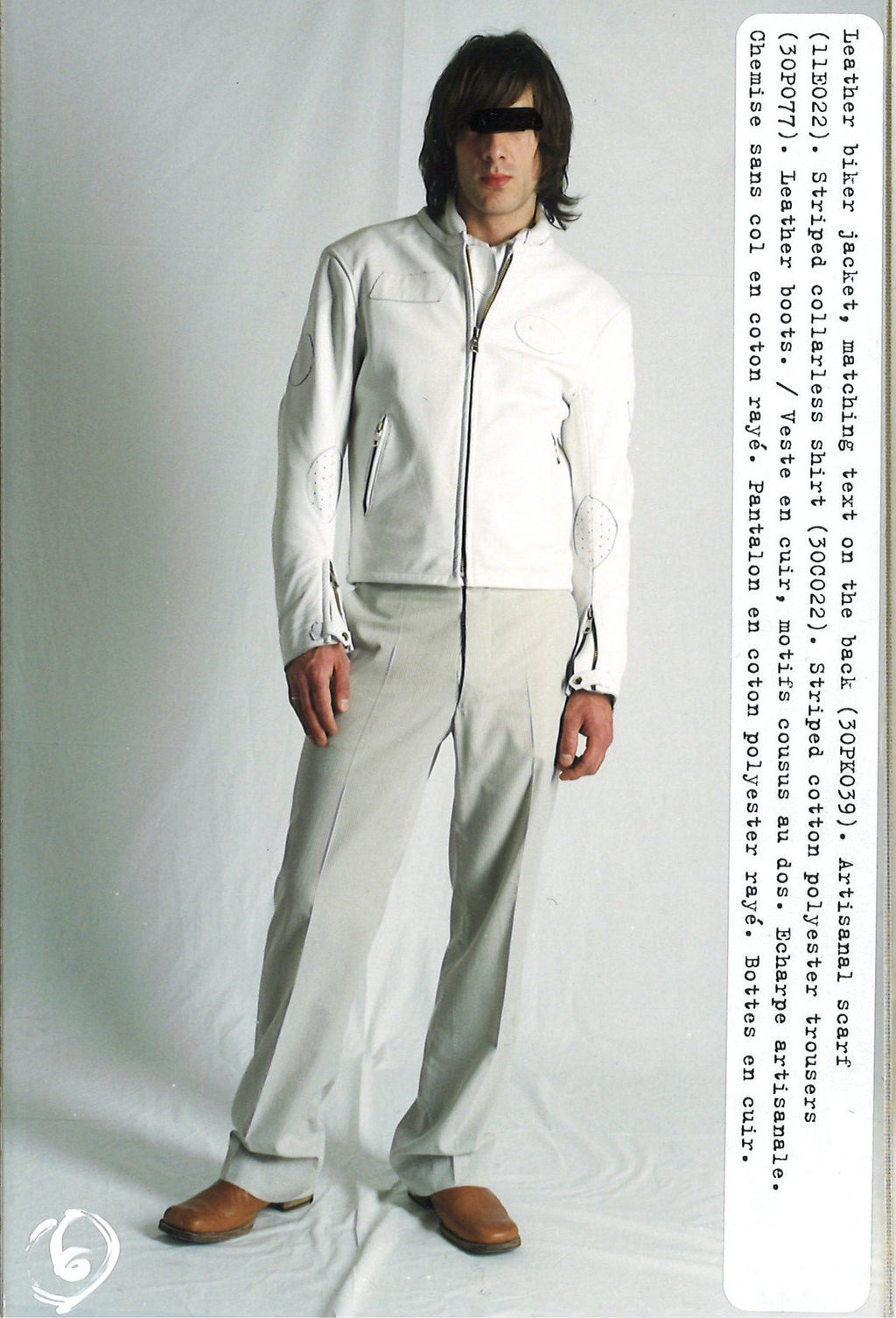 SS02 Maison Margiela ‘WHITE’ Cafe Racer Patched Leather Jacket