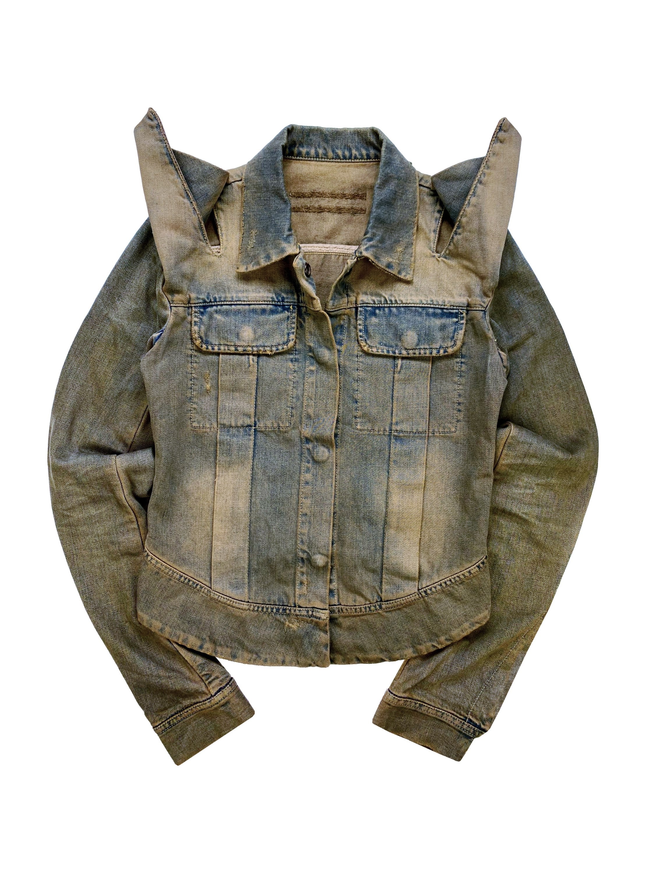 SS05 Rick Owens ‘Devil Horn’ Cut Out Washed Denim Jacket
