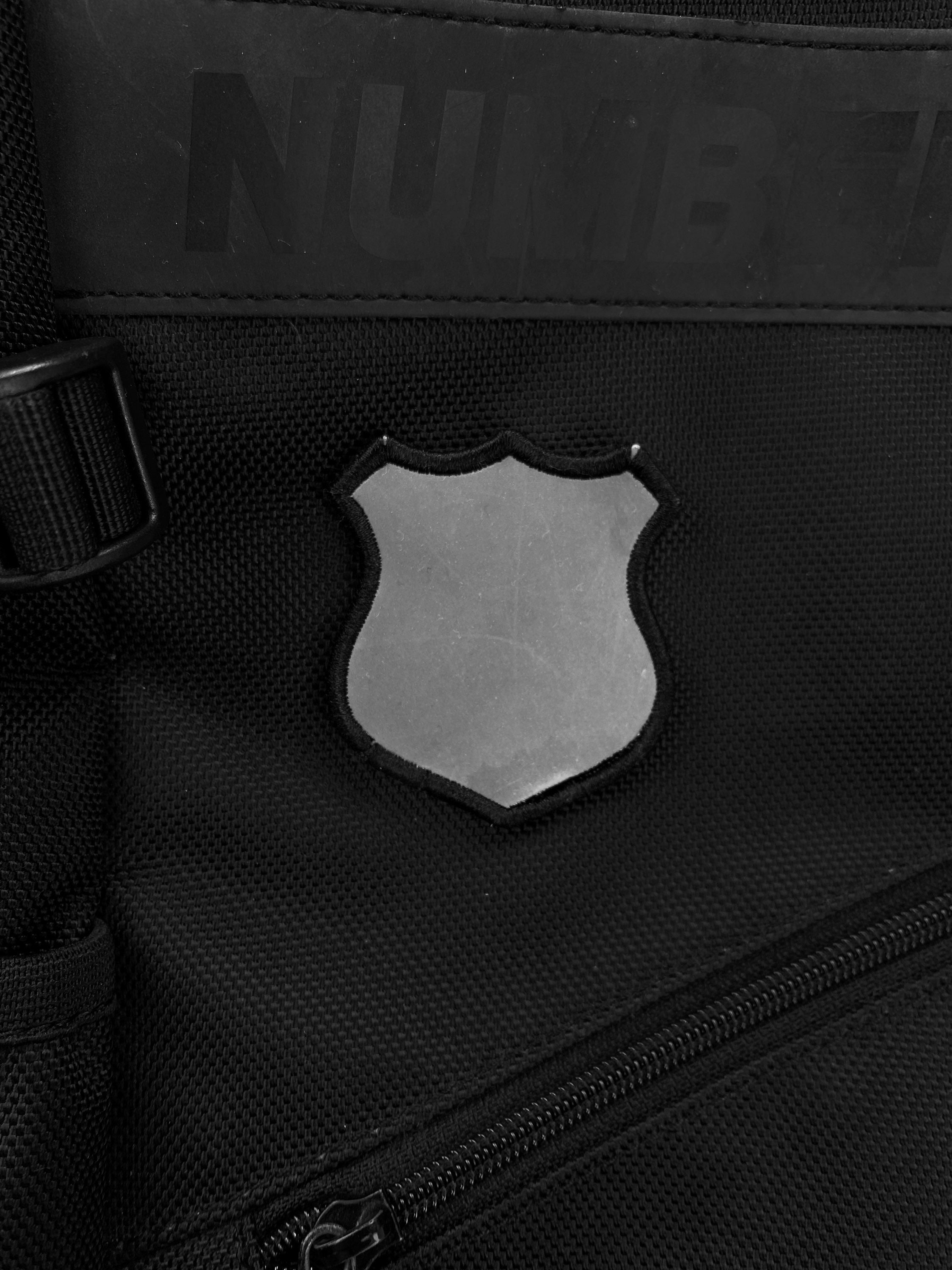 Number (N)ine ‘Police’ Top Loading Black Nylon Logo Backpack