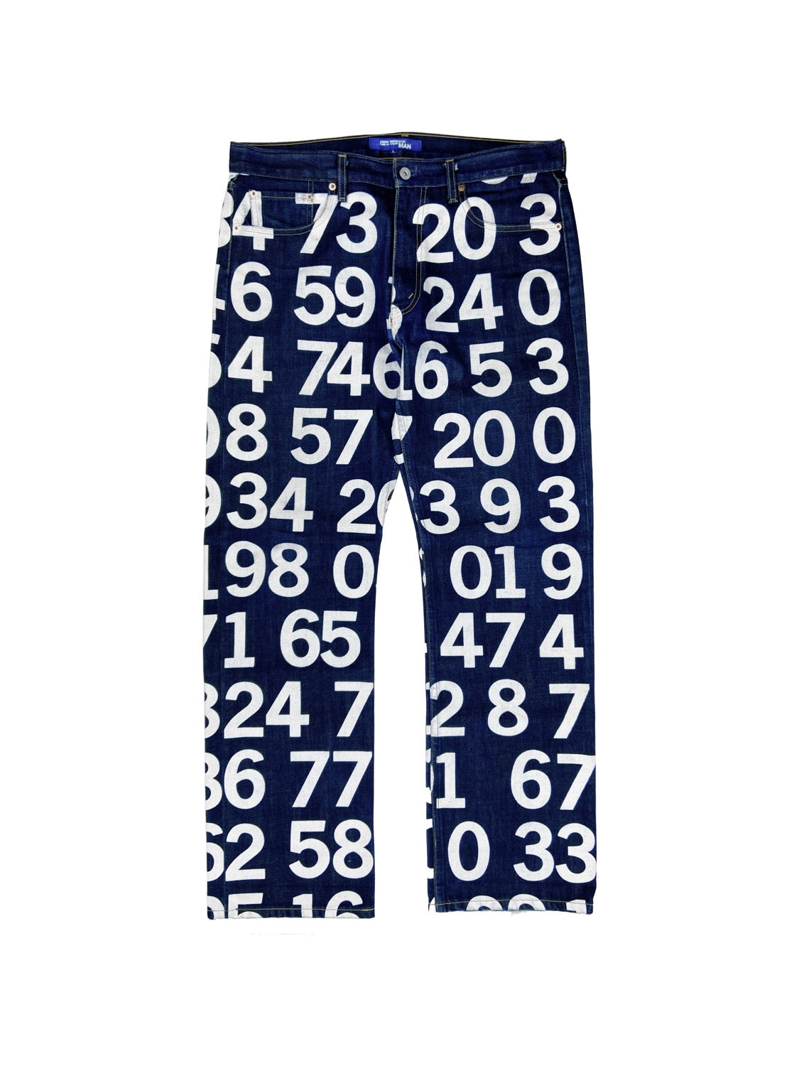 SS03 Junya Watanabe “Numbers” Hand Painted Indigo Denim