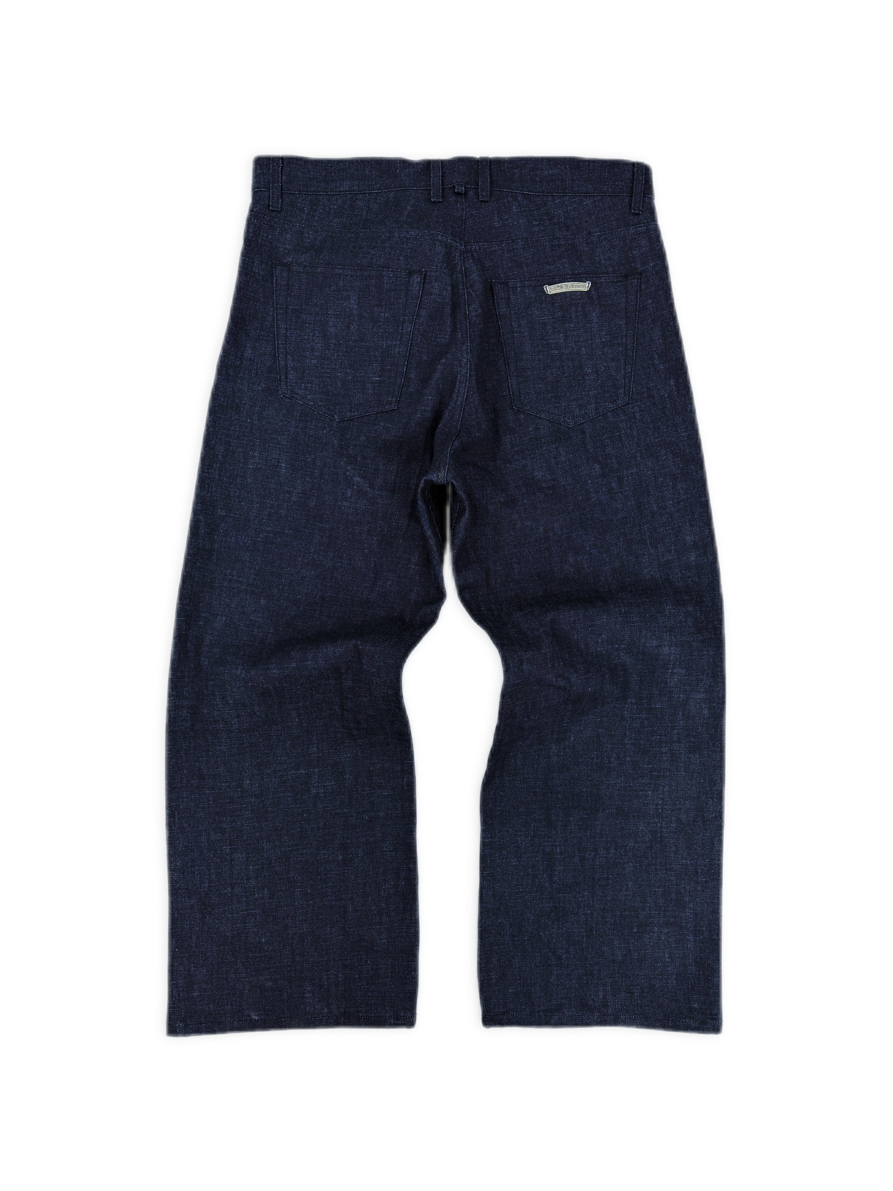 Chrome Hearts KS Cut Indigo Wash Raw .925 Silver Wide Cut Baggy Denim Jeans
