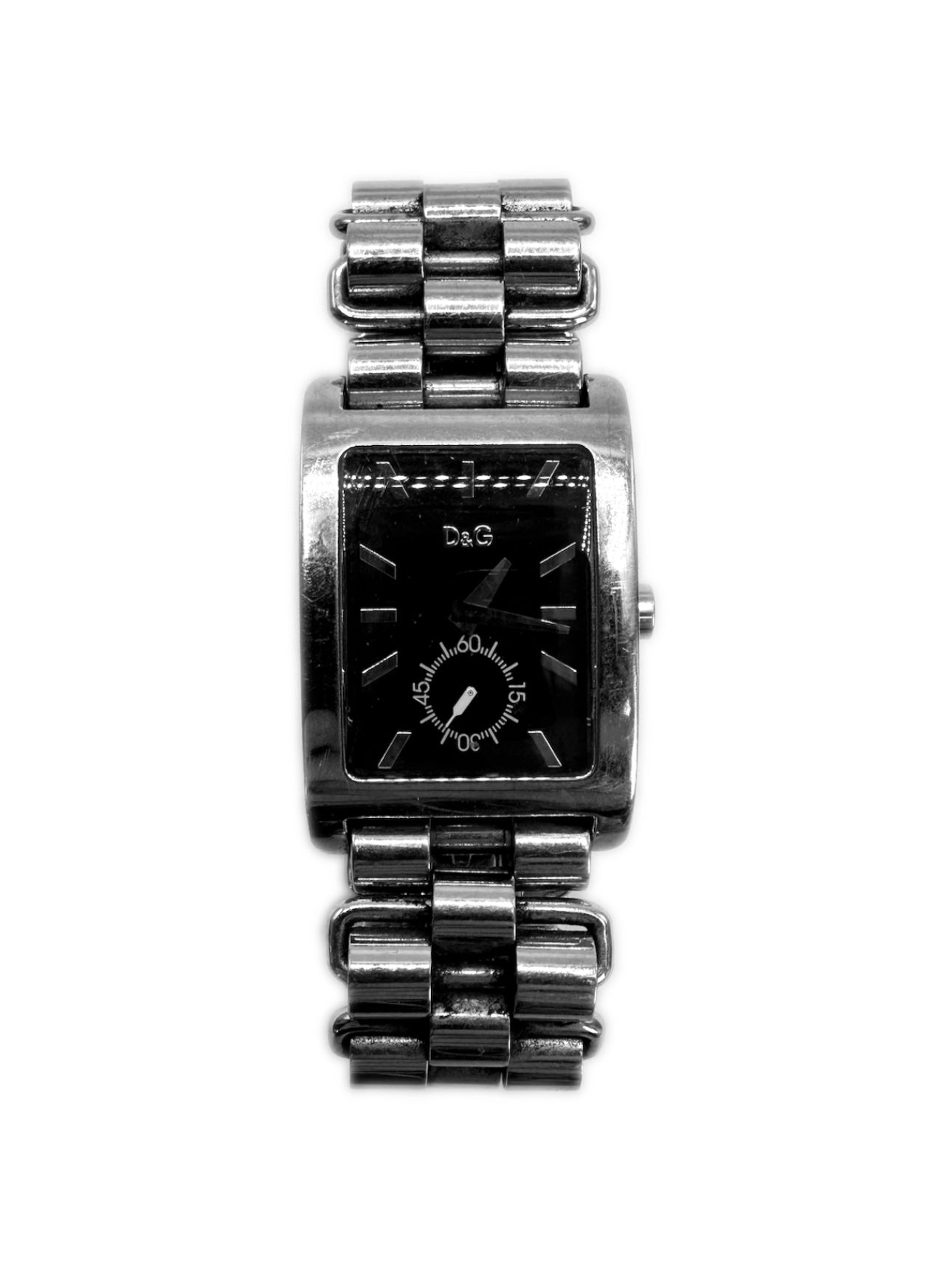 00s Dolce & Gabbana Silver Link Square Wrist Watch