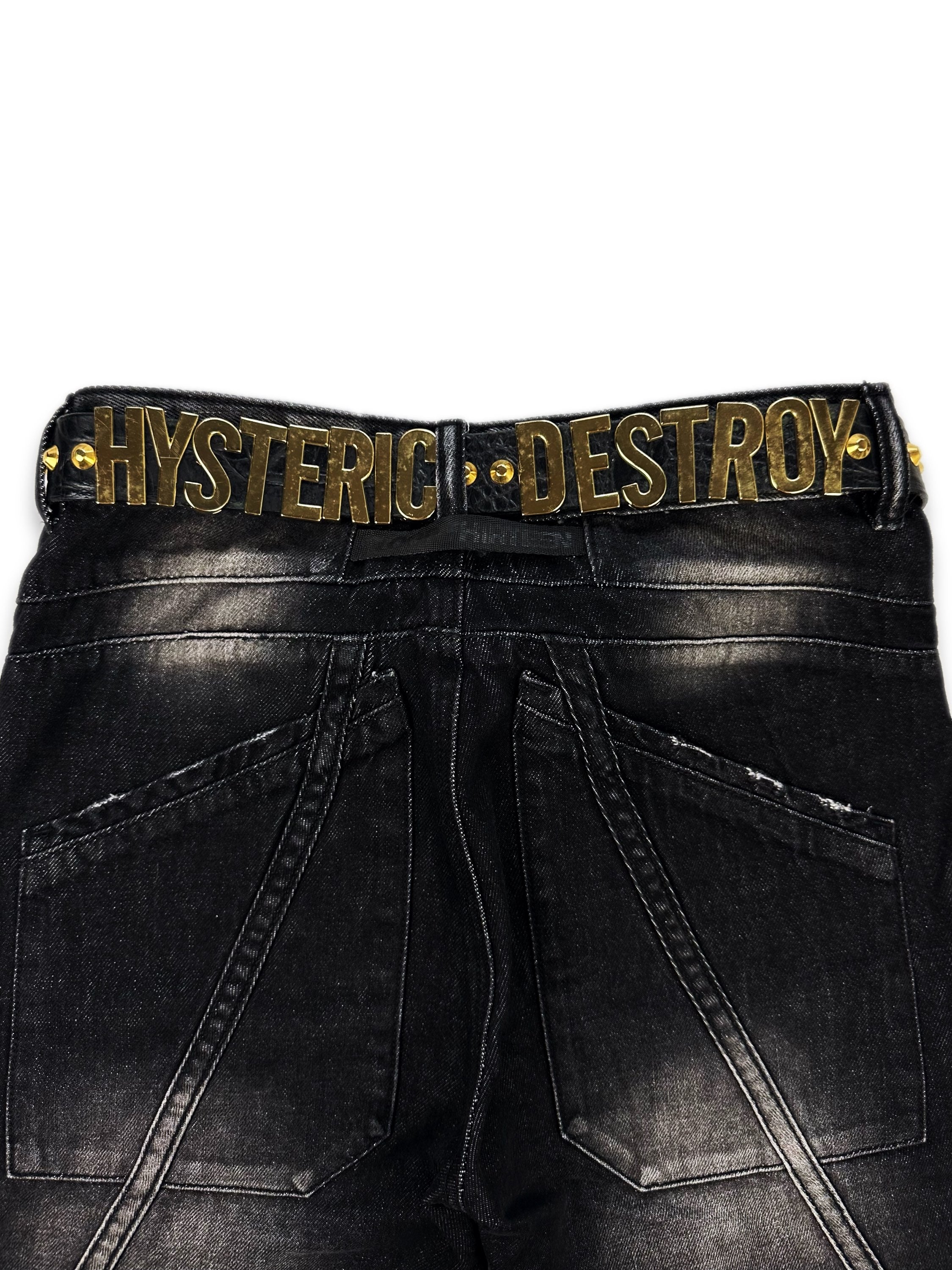 00s Hysteric Glamour ‘Hysteric Destory’ Gold Spellout Leather Belt