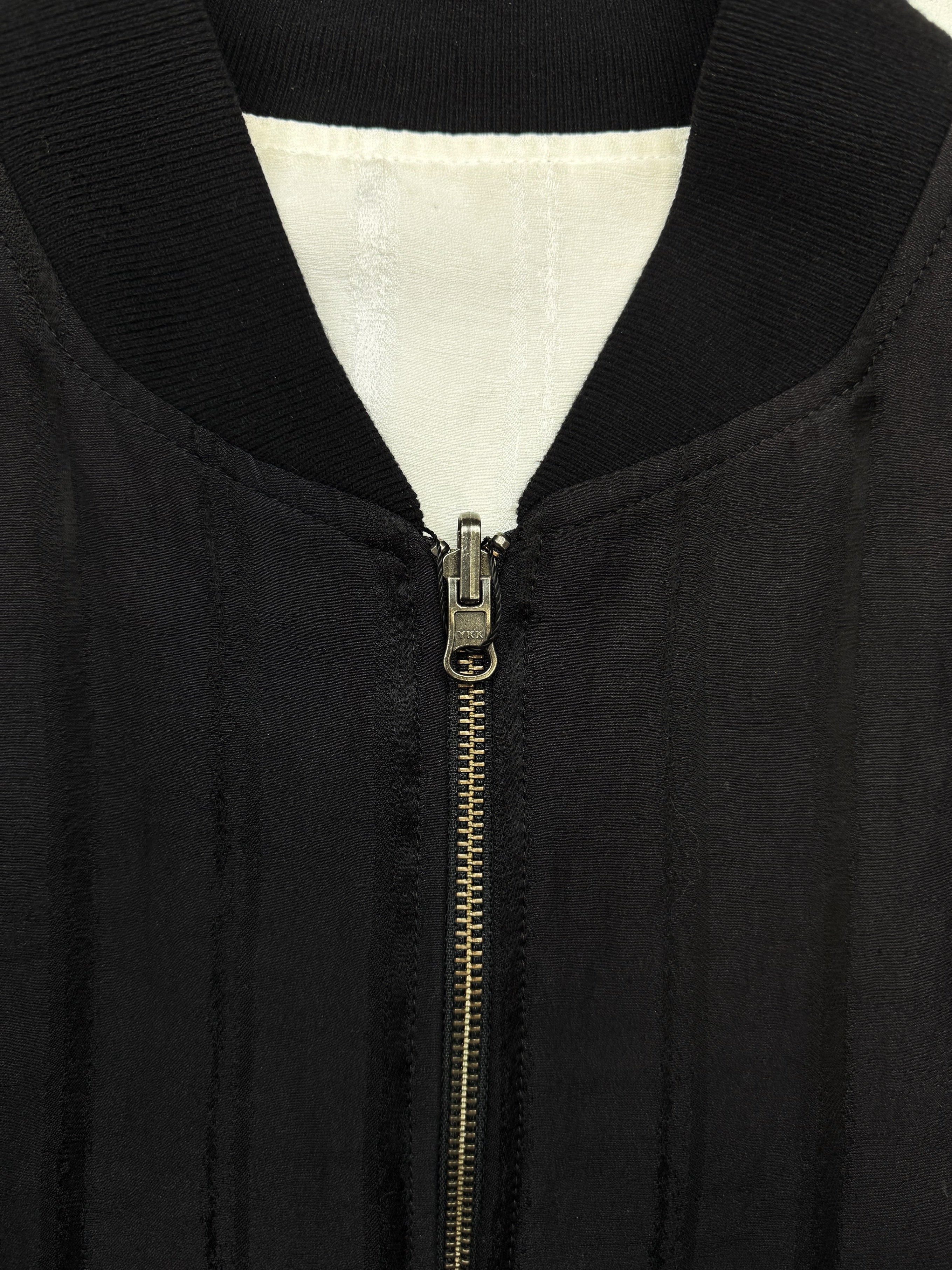 Ann Demeulemeester Black Pinstripe Weave Lined Bomber Jacket