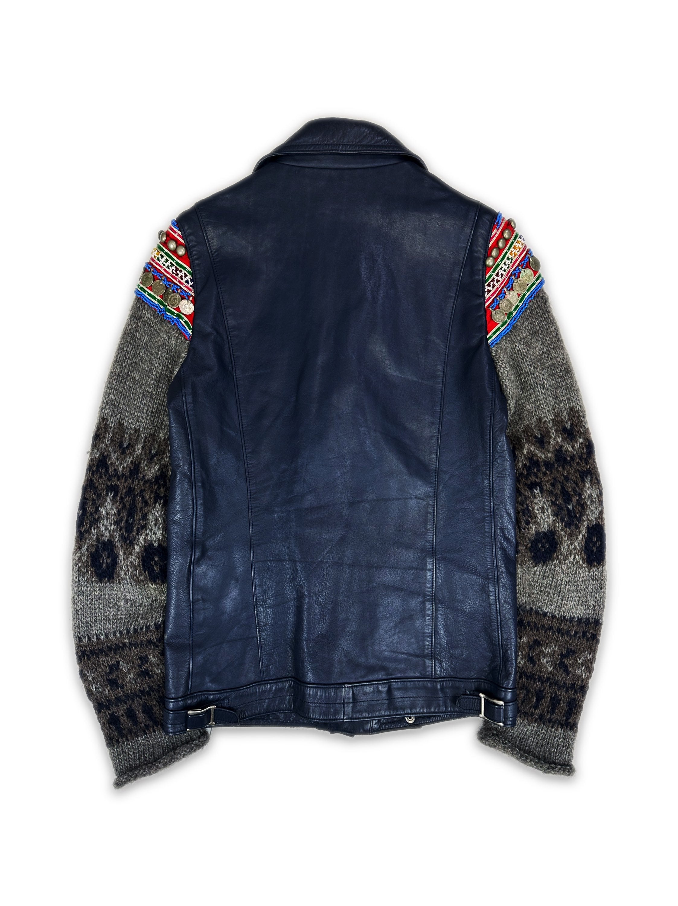 AW09 Undercover ‘Ethnic’ Navy Blue Leather Perfecto Jacket