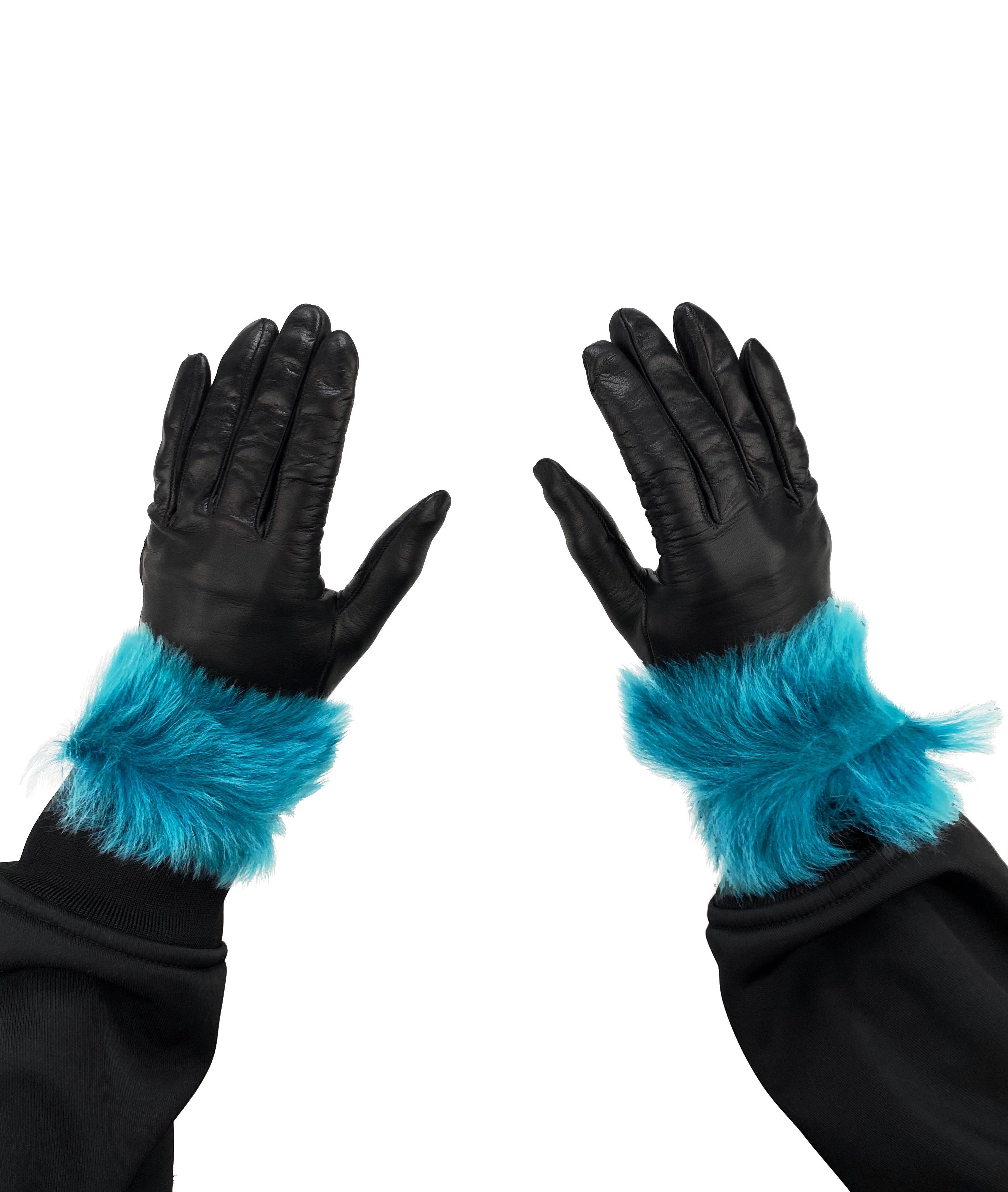 SS17 Prada Lambskin Lamb Fur Silk Lined Gloves