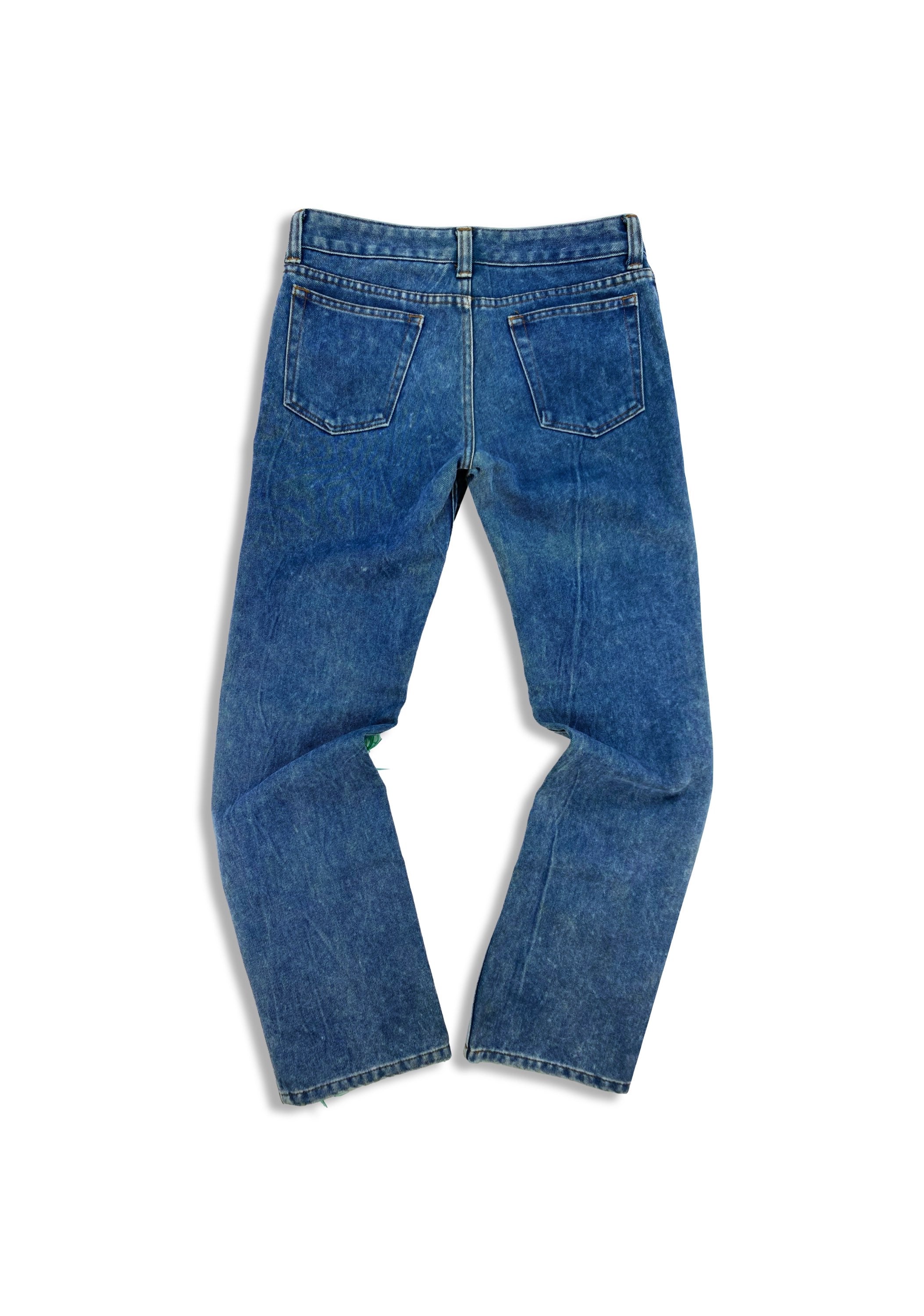 AW01 Junya Watanabe Thrashed Two-Tone Green Washed Denim