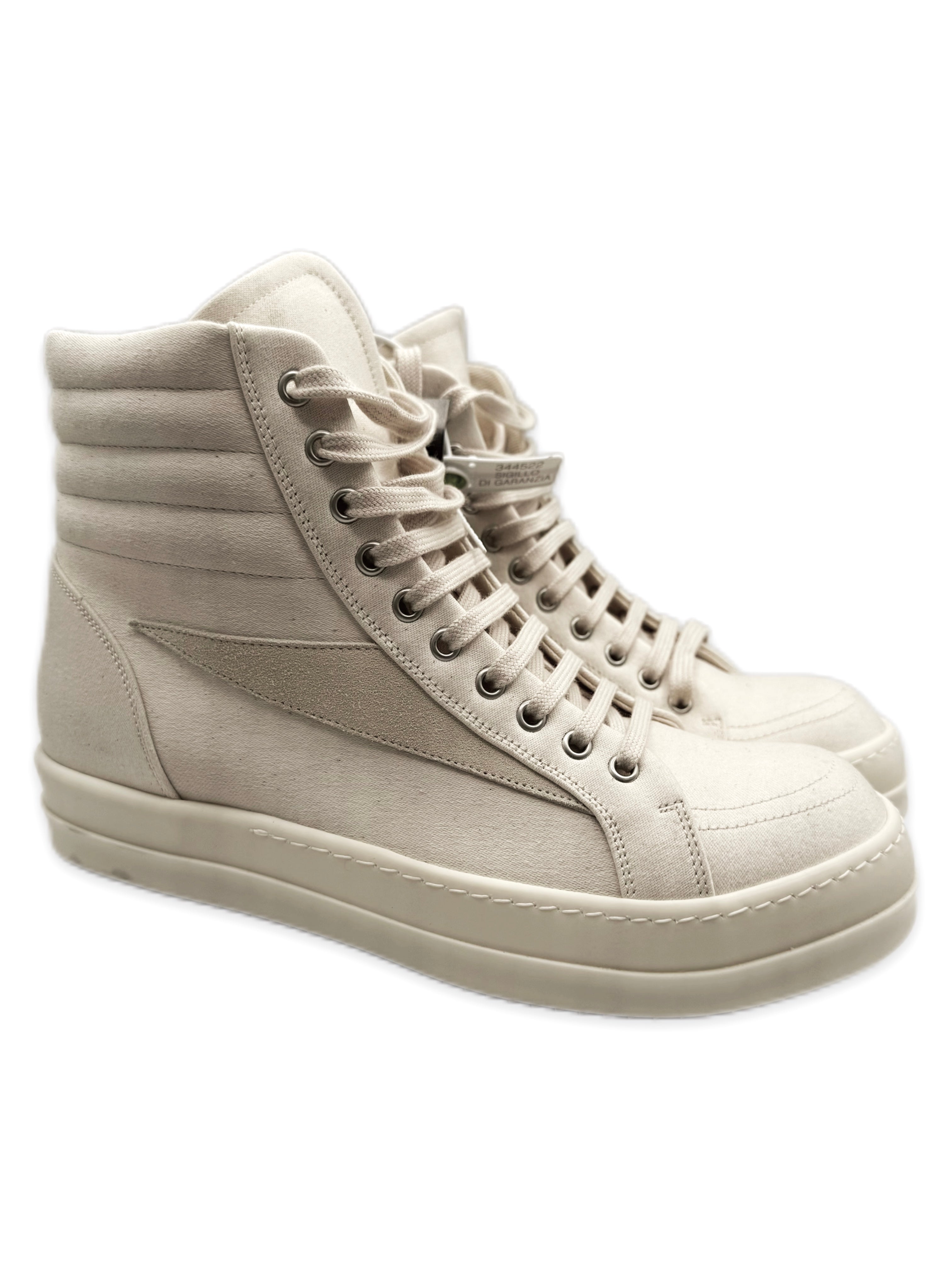 Rick Owens ‘Vans’ Lido Hi-top Beige Canvas Sneakers