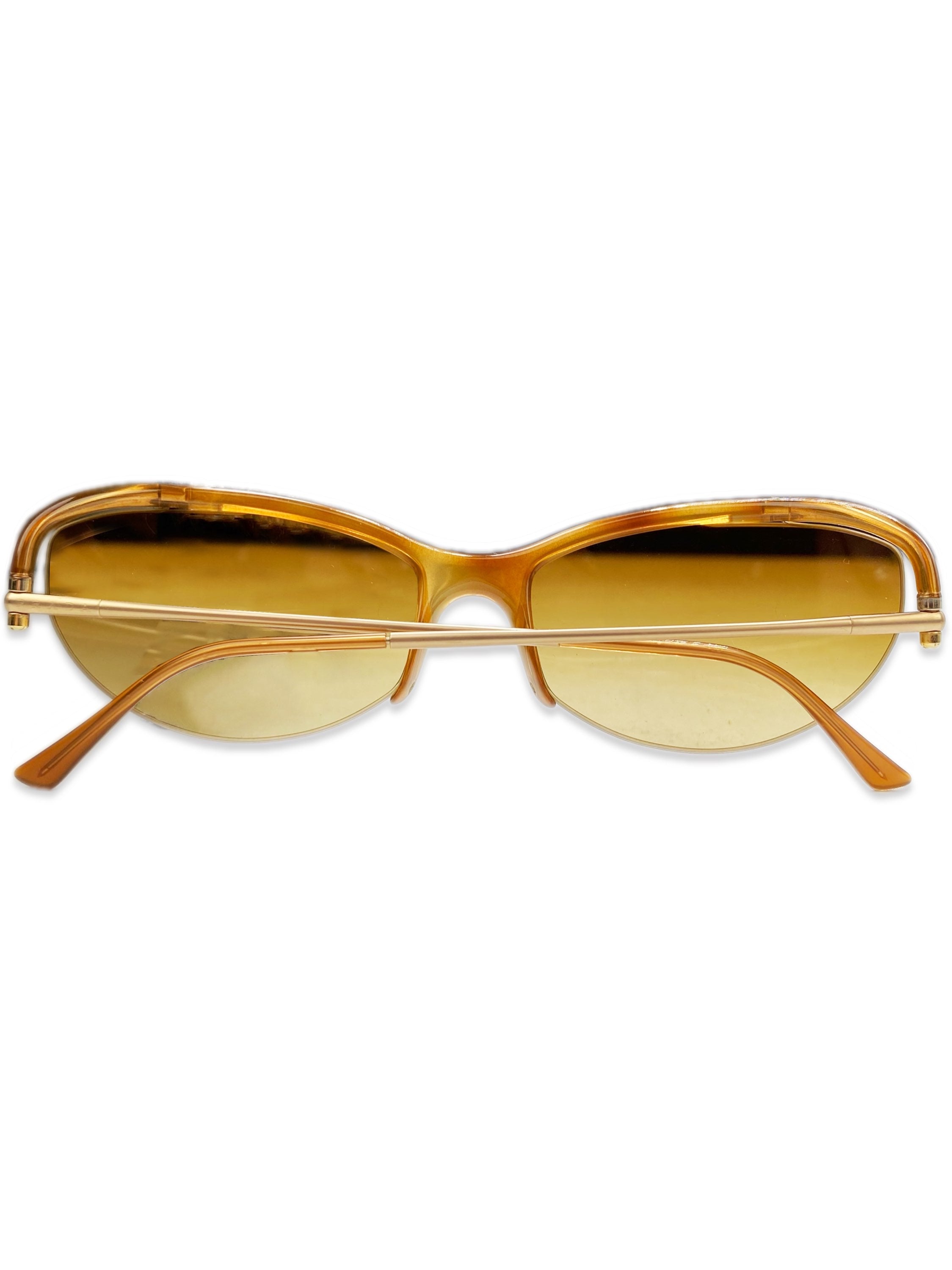 2000’s Prada Warm Tint Metallic Distorted Frame Sunglasses