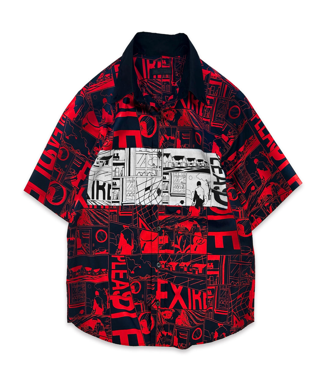 SS18 Prada ‘Comic’ Short Sleeve Camp Collar Graphic Shirt