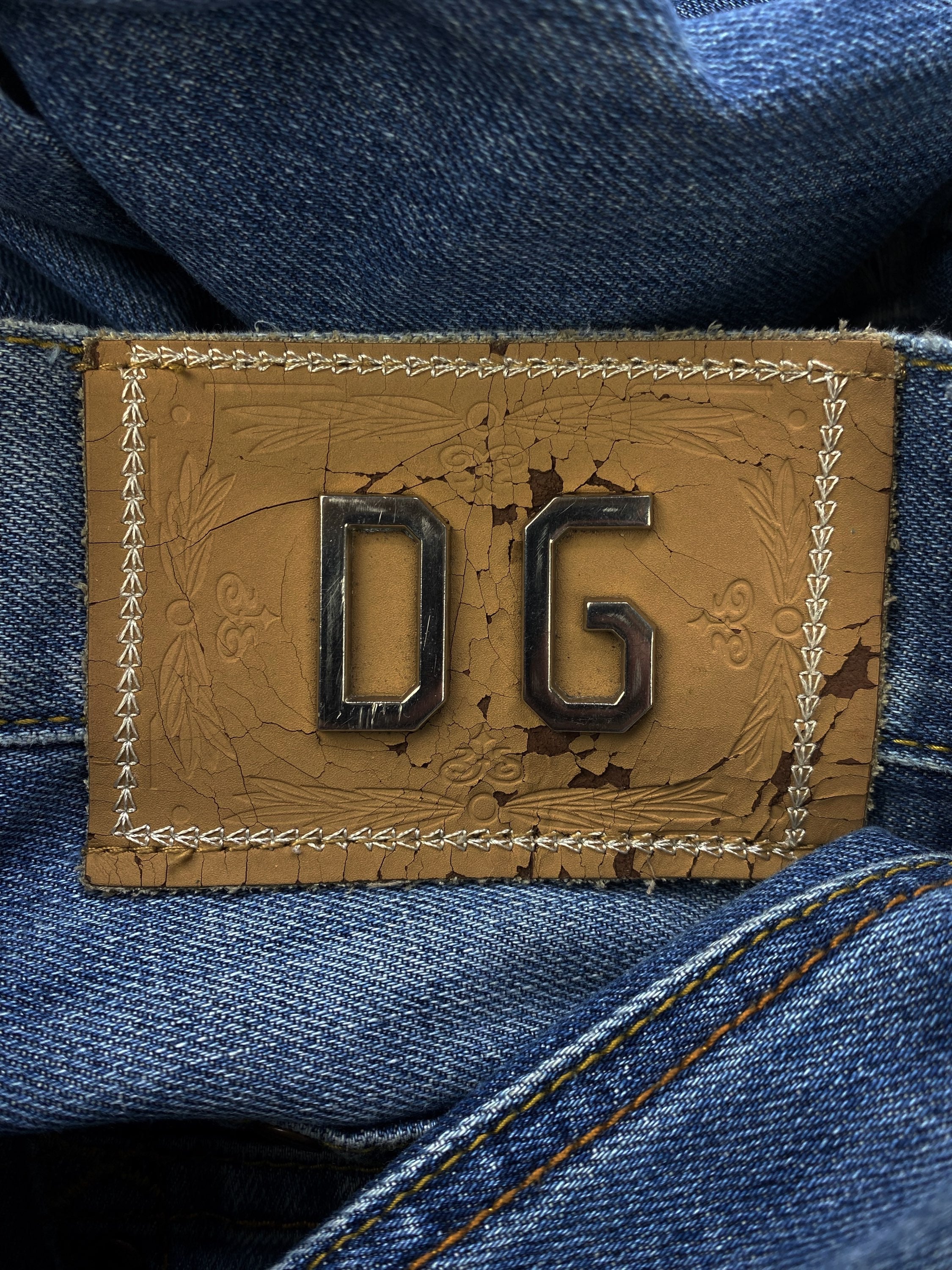 Dolce &amp; Gabbana Embroidered Tiger Studded Distressed Denim