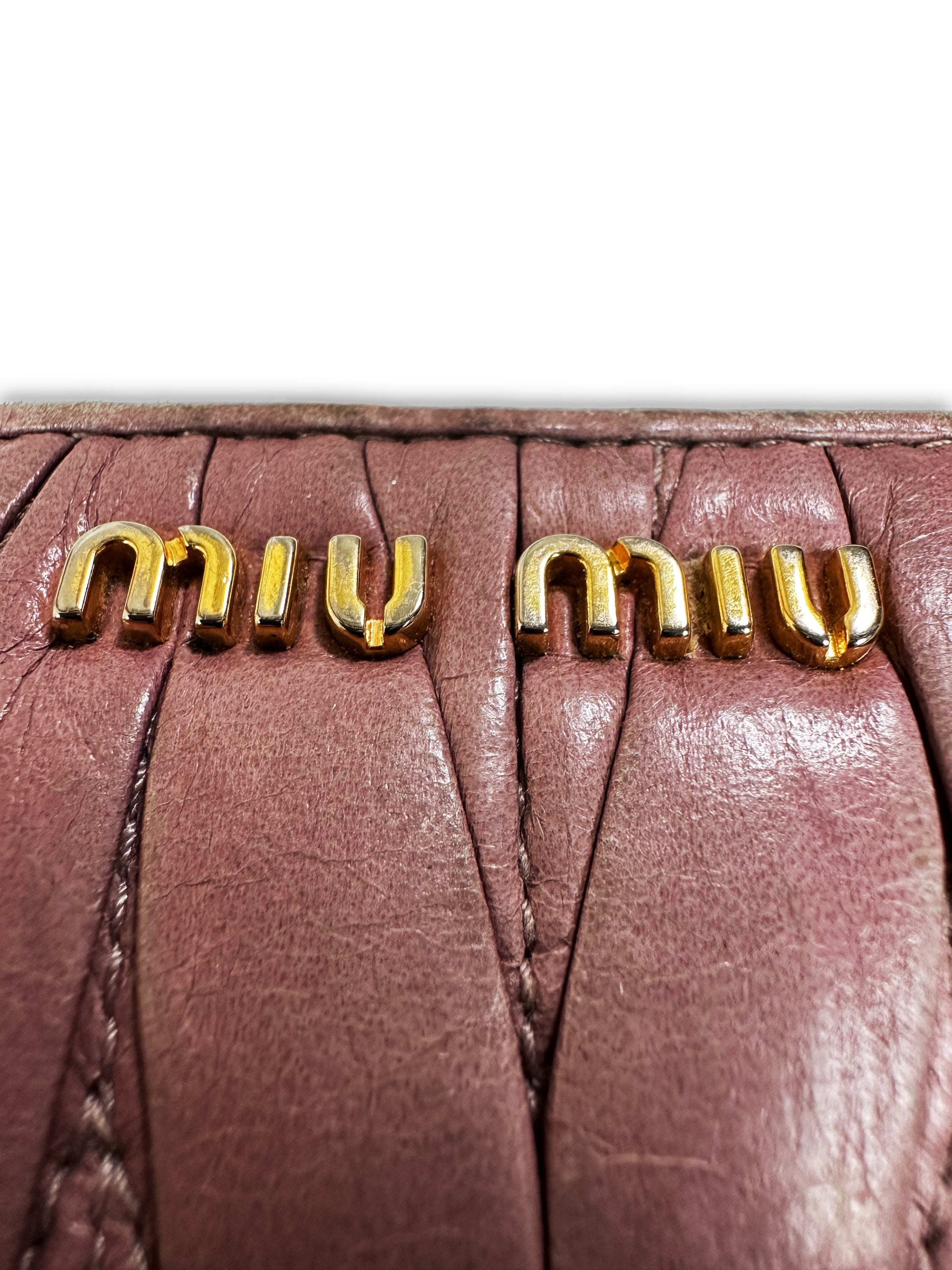 00s Miu Miu Pink Leather Spell Out Logo Long Wallet