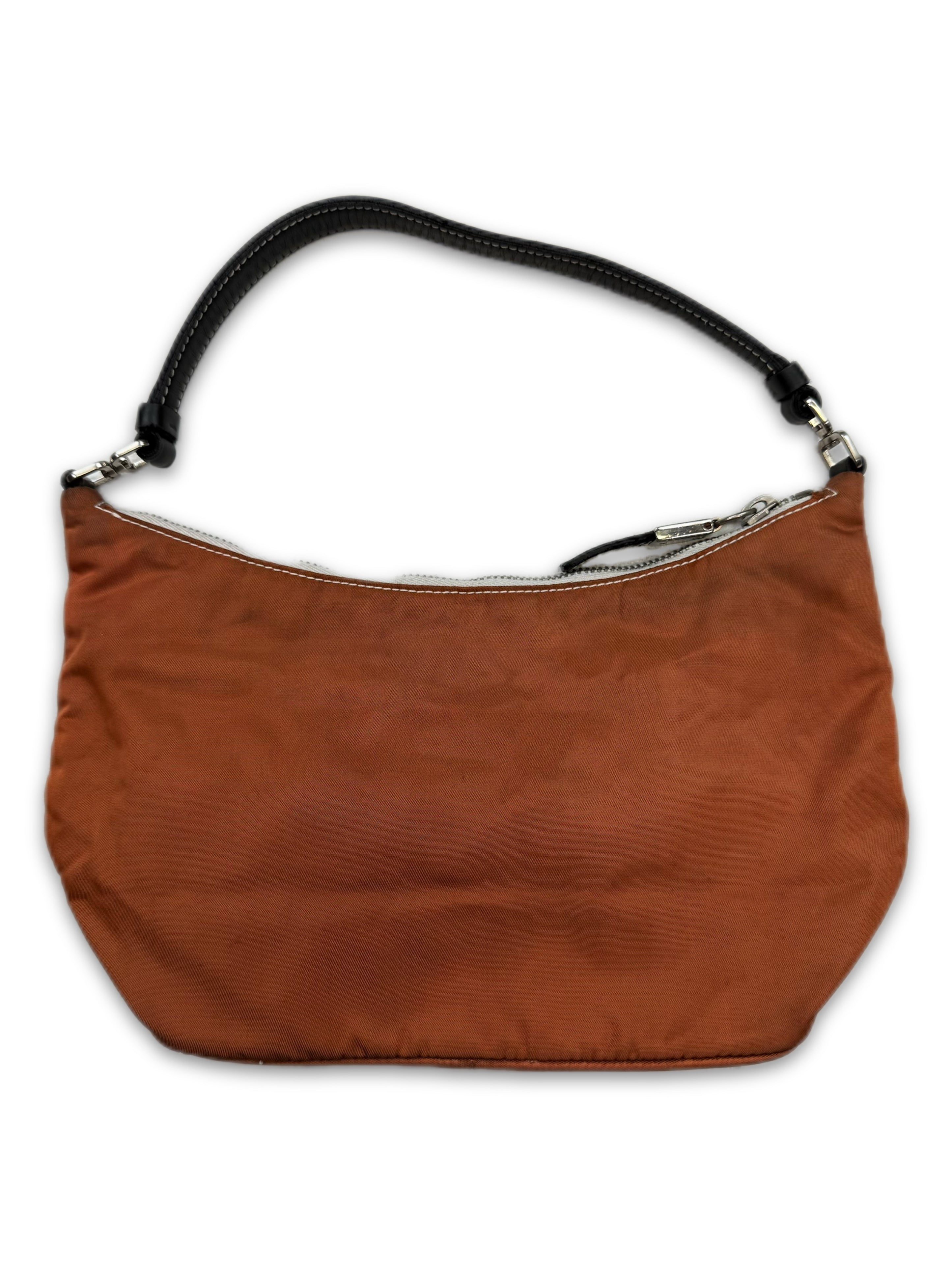 00s Prada ‘Tessuto’ Logo Nylon Burnt Orange Mini Purse