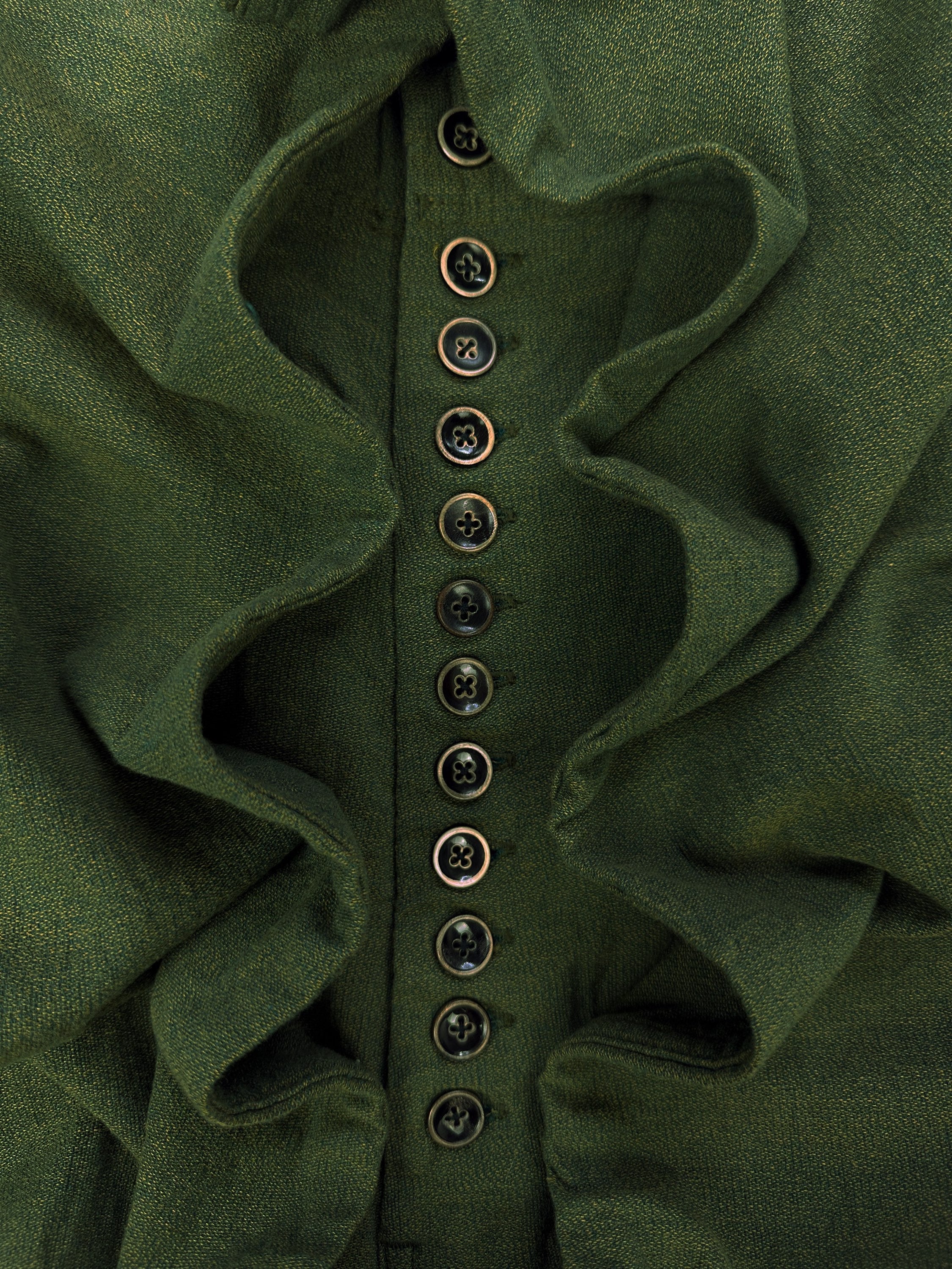 Kapital 12 Button Fly Olive Green Belted Trousers