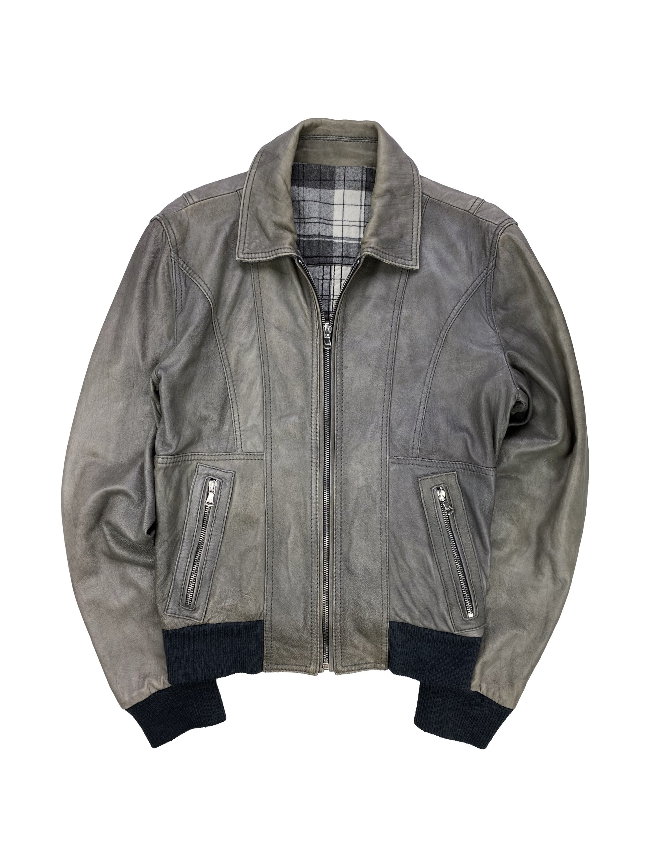 00s Dolce &amp; Gabbana Lambskin Ribbed Leather Jacket