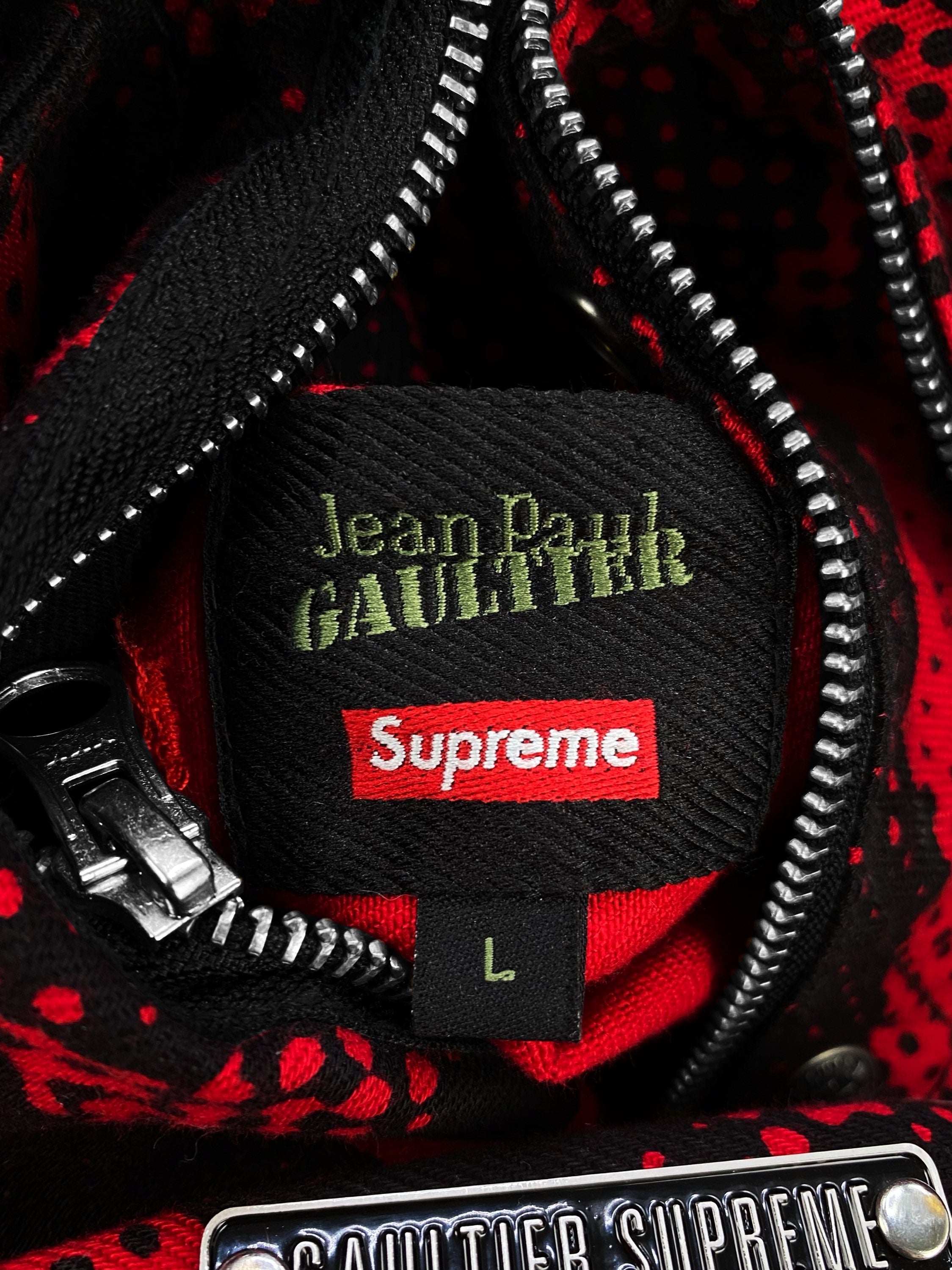 SS19 Supreme x Jean Paul Gaultier ‘Fuck Racism’ Pointillism Denim Jacket