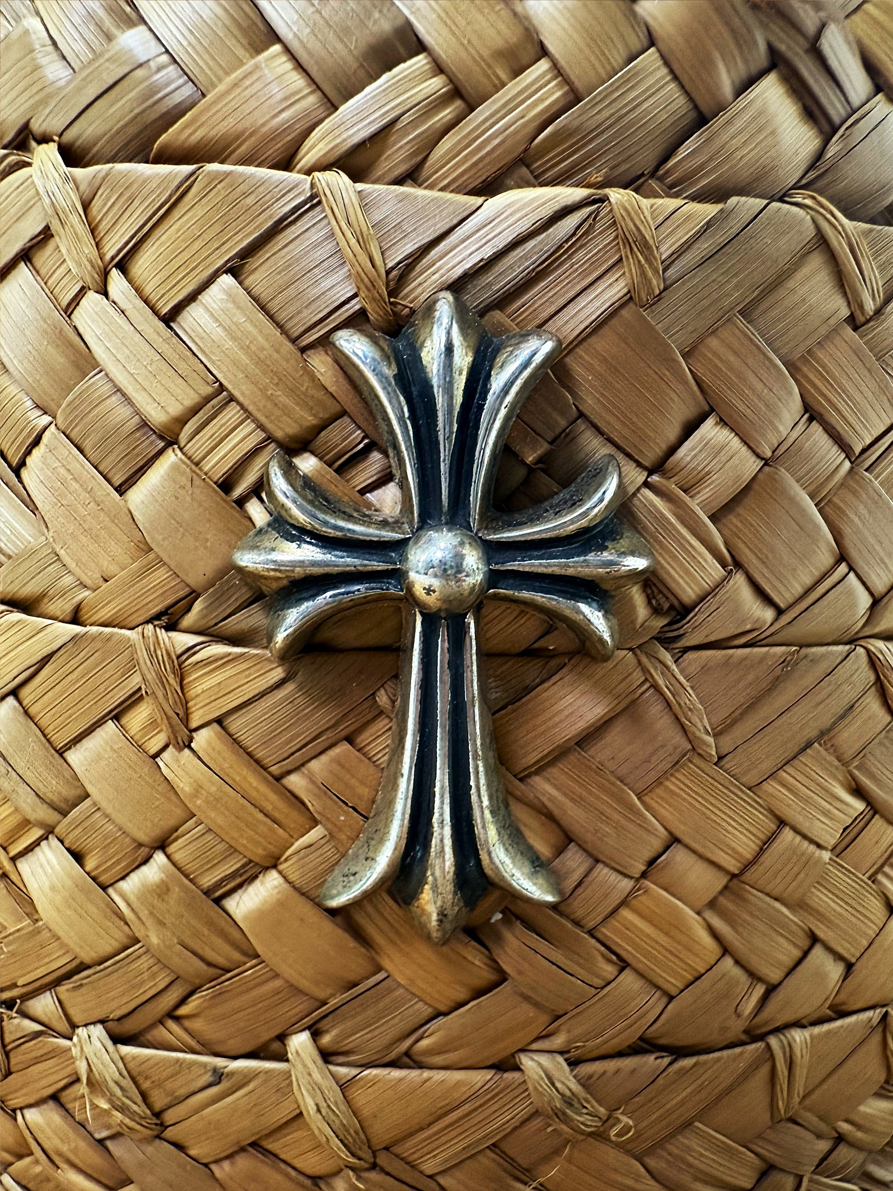 Chrome Hearts 14 Cross Patch .925 Silver Cross Straw Sun Hat