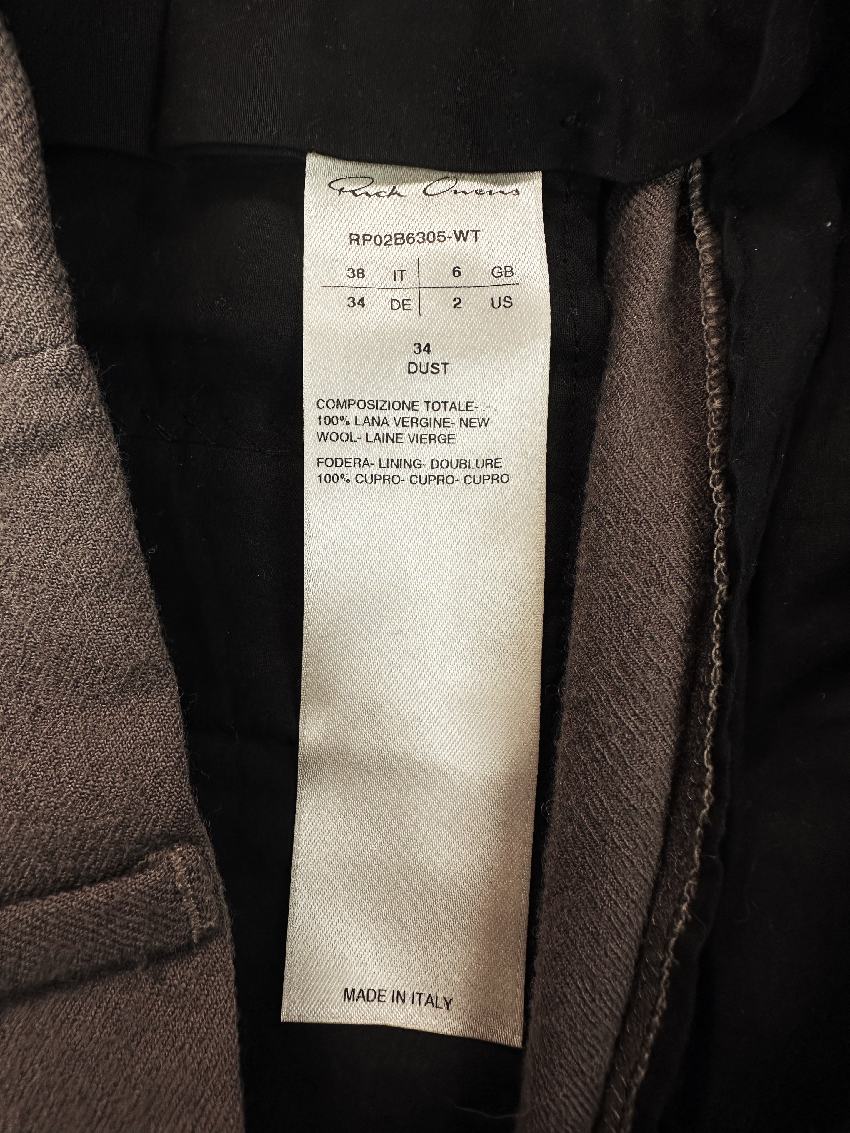 Rick Owens Virgin Wool Cropped Dust Pierced Pants