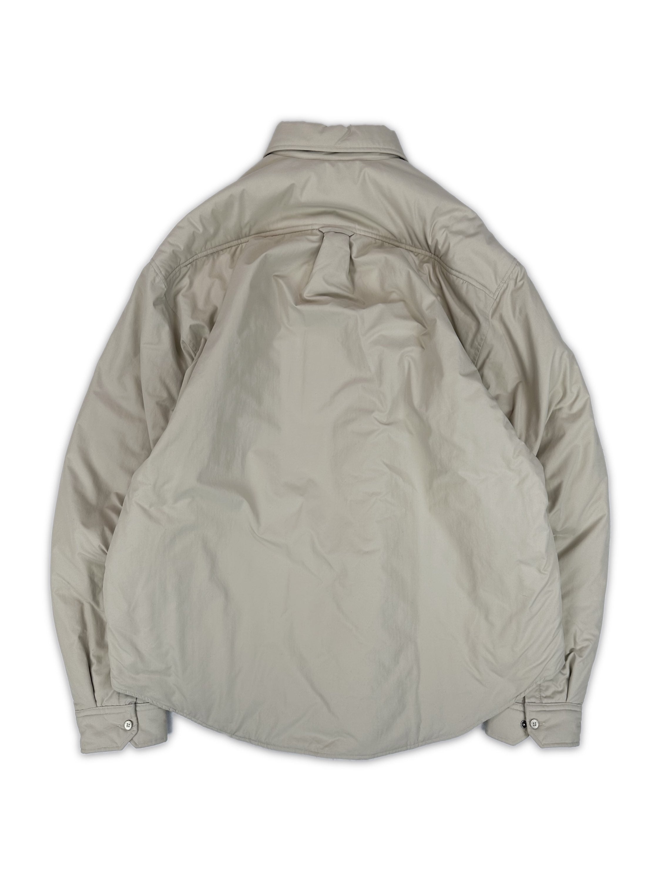 AW21 Balenciaga Beige Padded Embroidered Logo Shirt Jacket