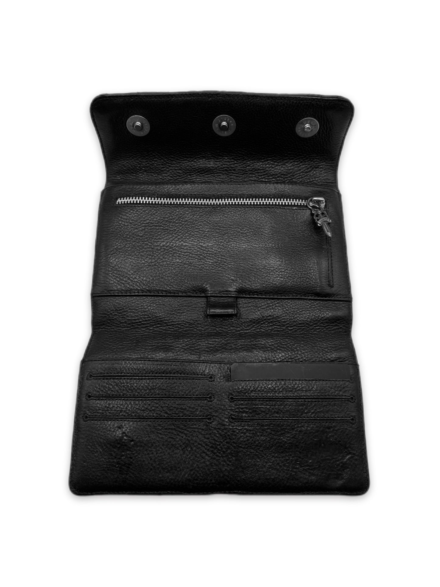 Chrome Hearts ‘Wave4’ Quilted Leather Silver Cross Tri Fold Clutch Wallet