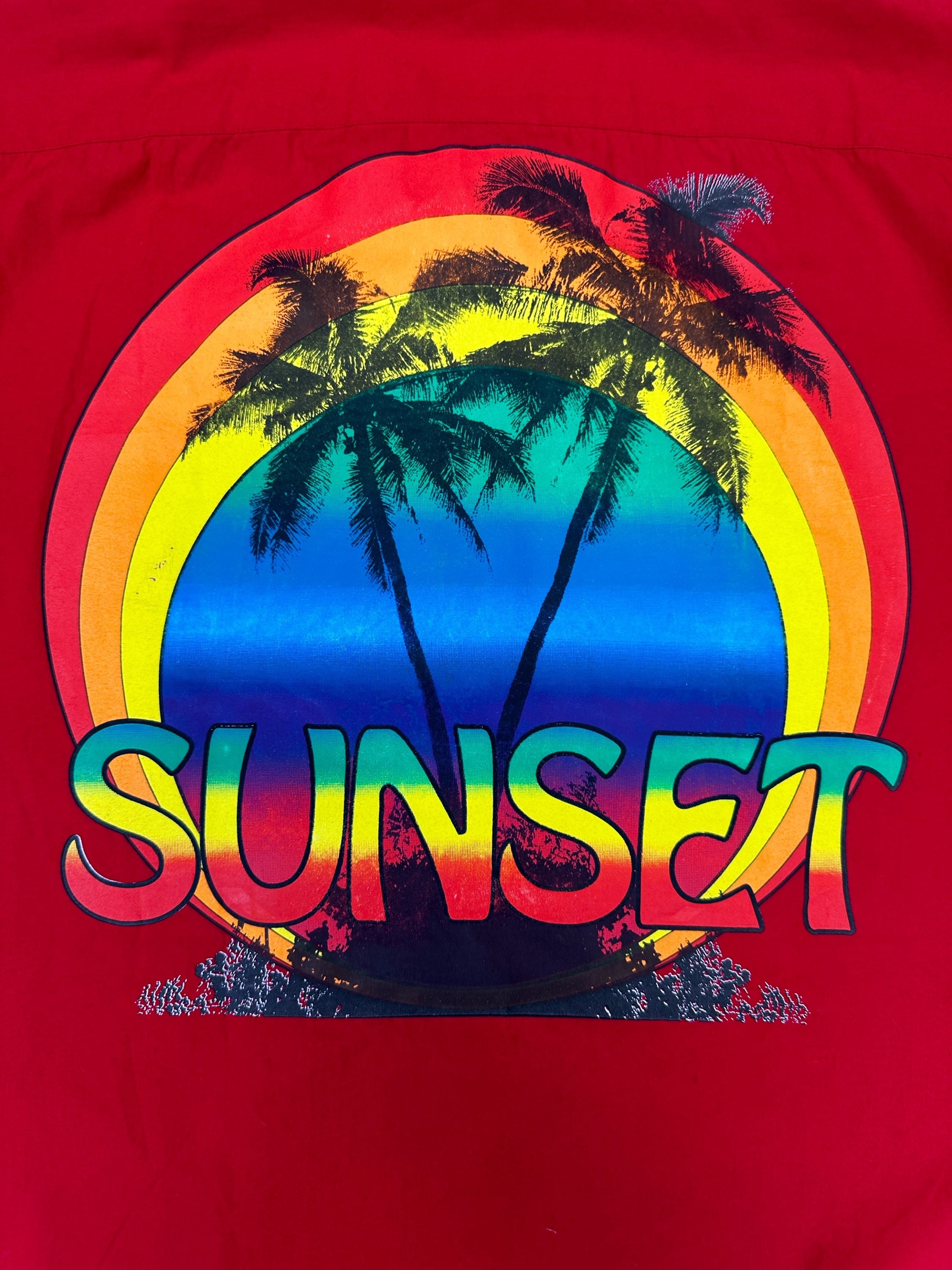 Junya Watanabe ‘Sunset’ Red Graphic Collared Shirt