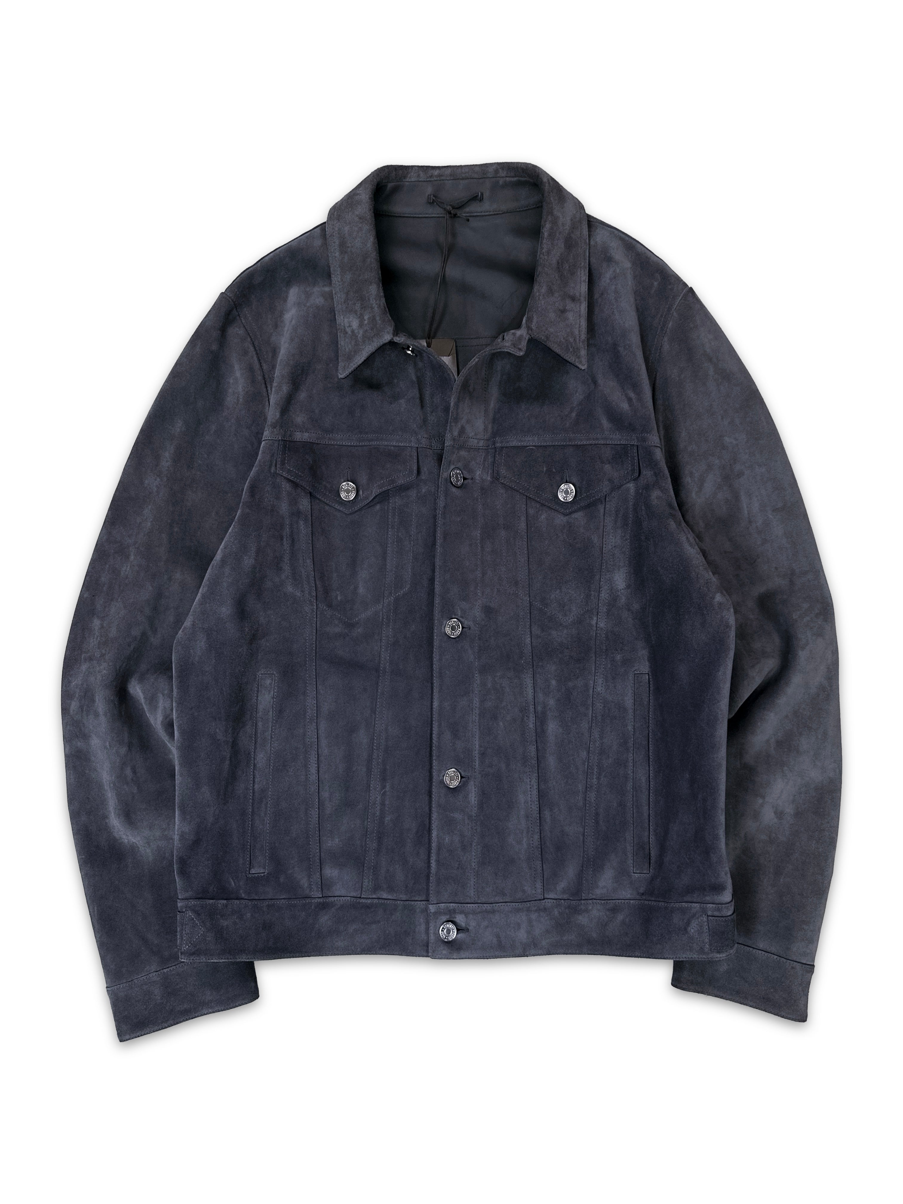 SS18 Berluti by Haider Ackermann Calfskin Suede Purple Leather Trim Jacket