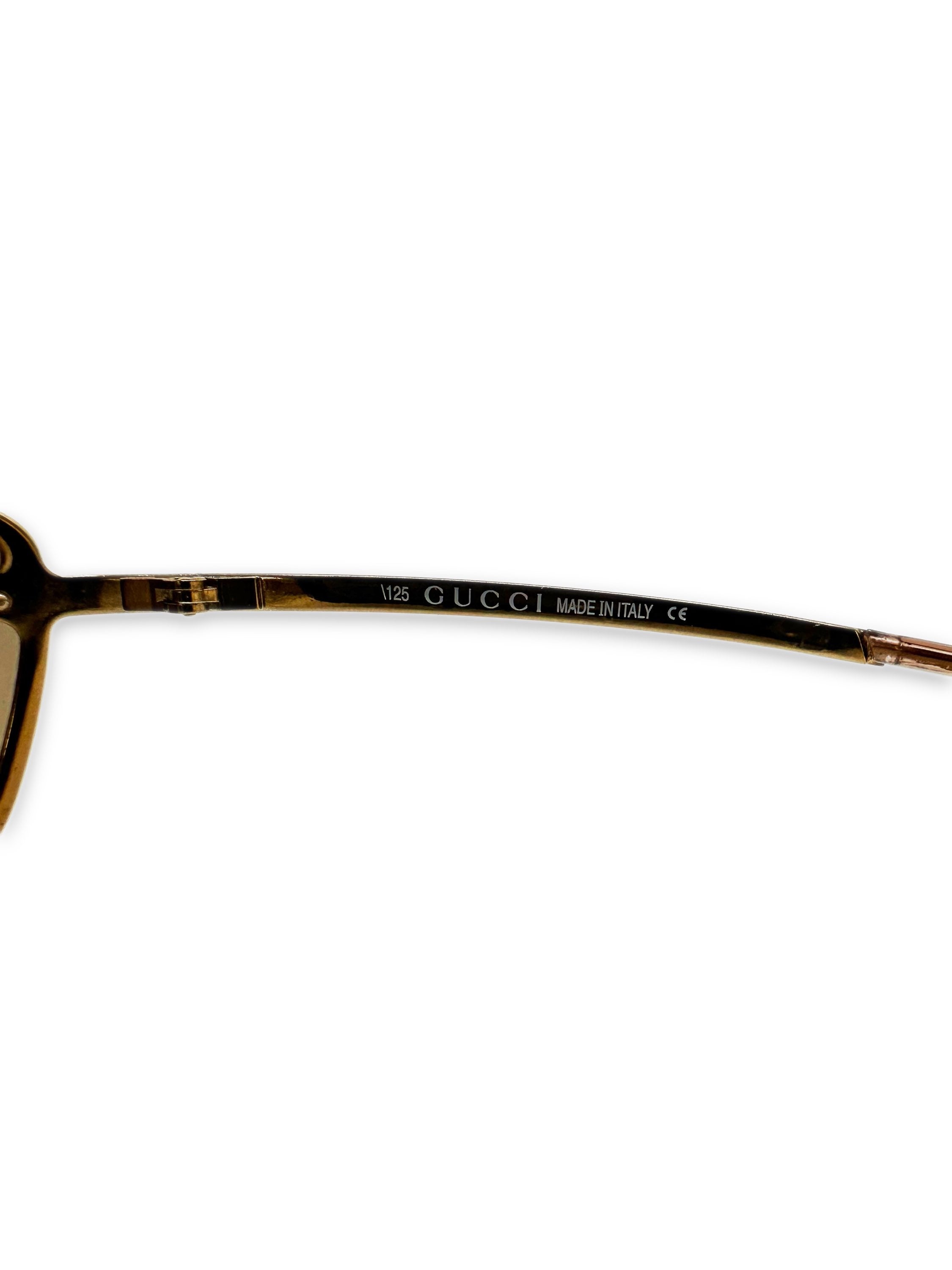 Gucci Rimless Warm Tint Spellout Logo Sunglasses