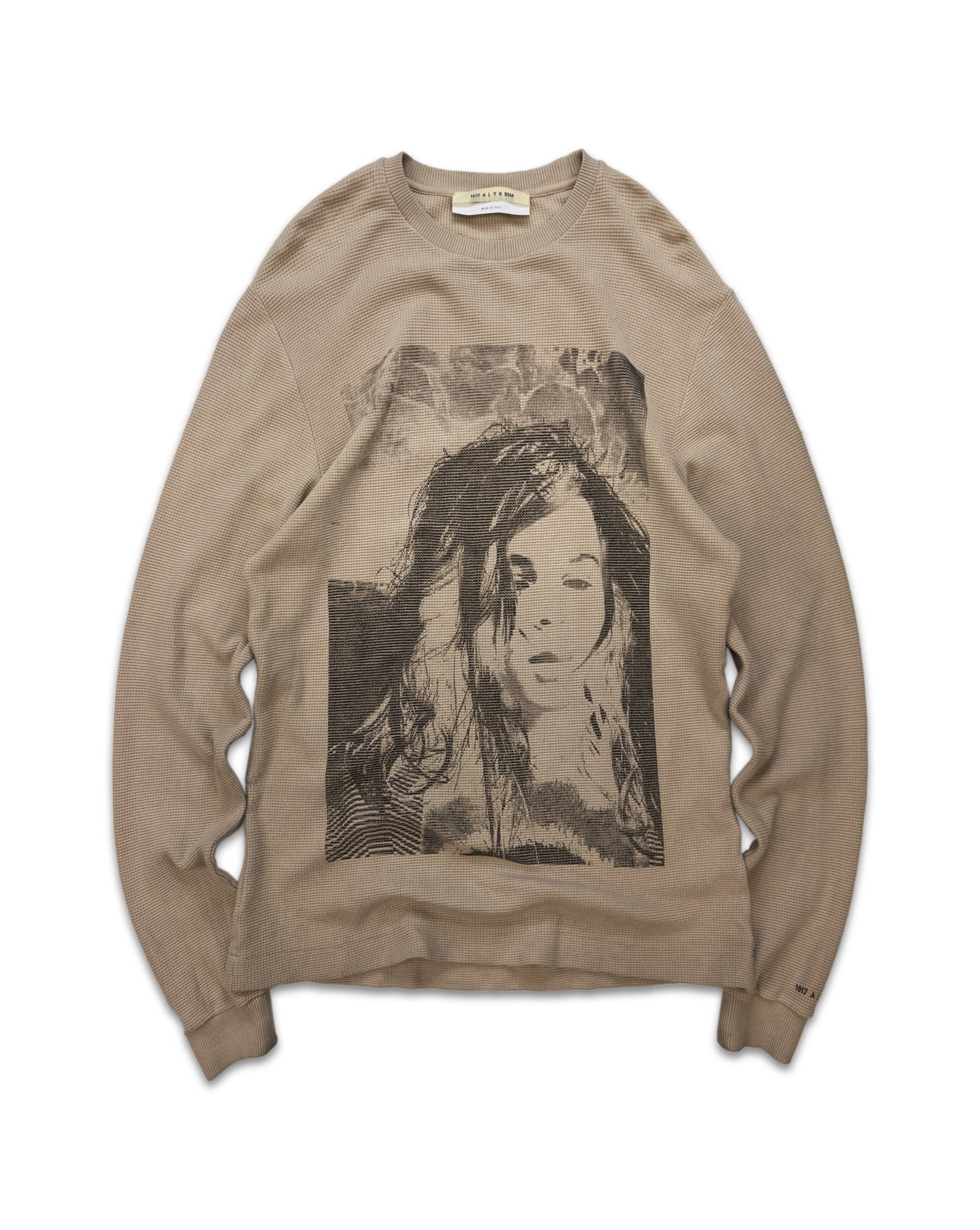 1017 Alyx 9SM ‘Face’ Graphic Beige Waffle Long Sleeve Shirt