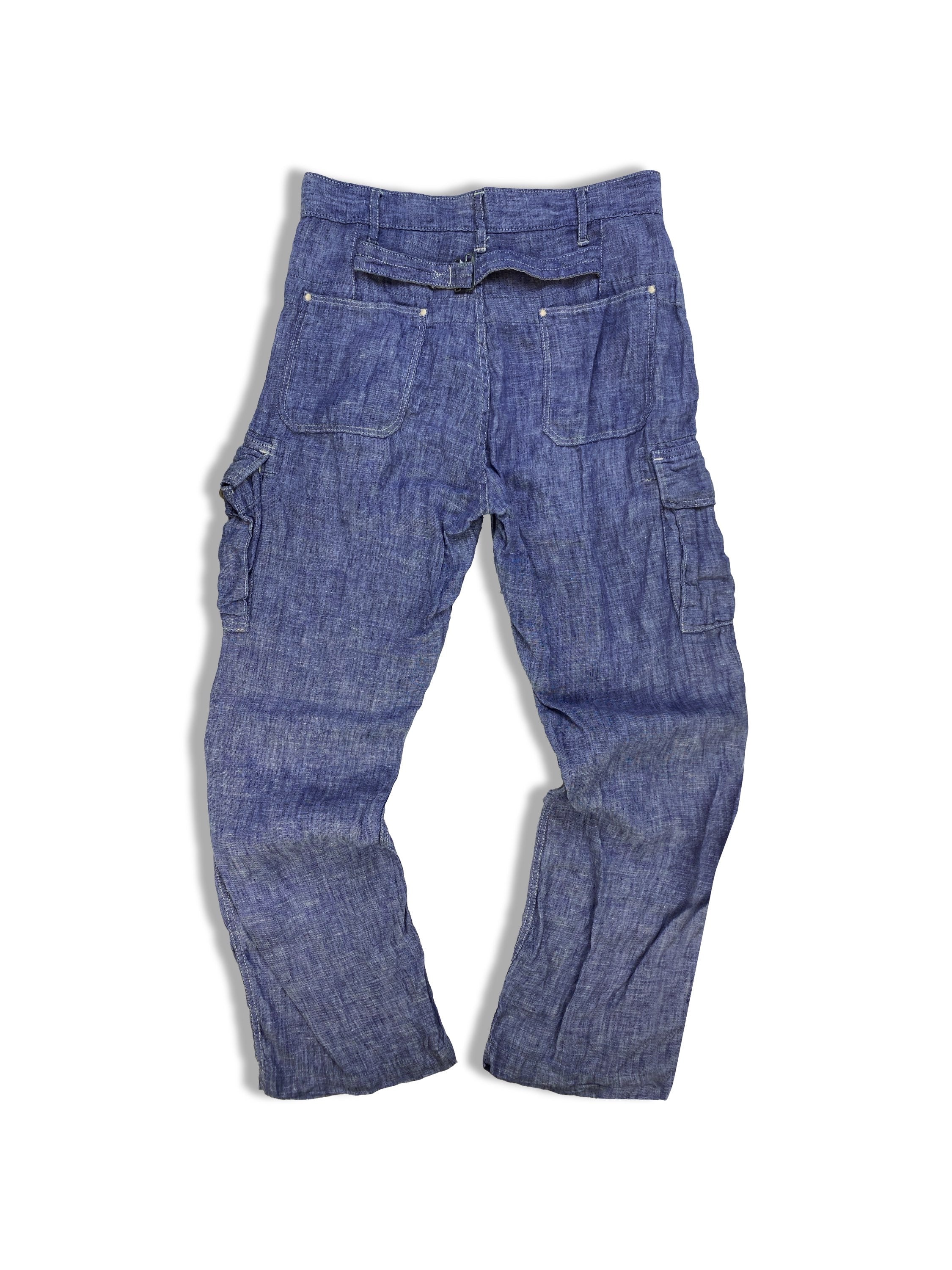 Kapital Navy Blue Linen Light Weight Cargo Pants