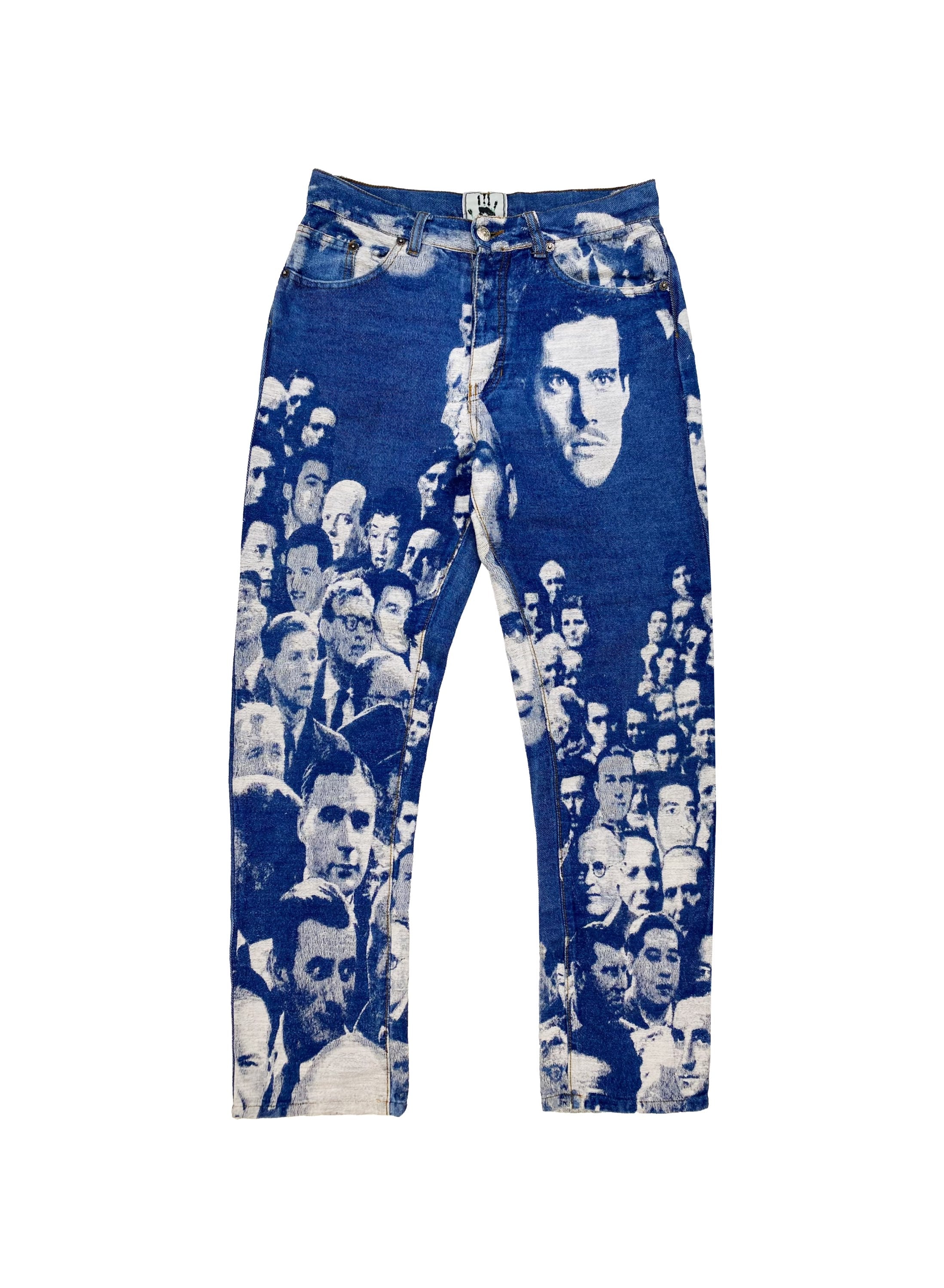 AW92 Jean Paul Gaultier “Faces” Jacquard Woven Denim Jeans