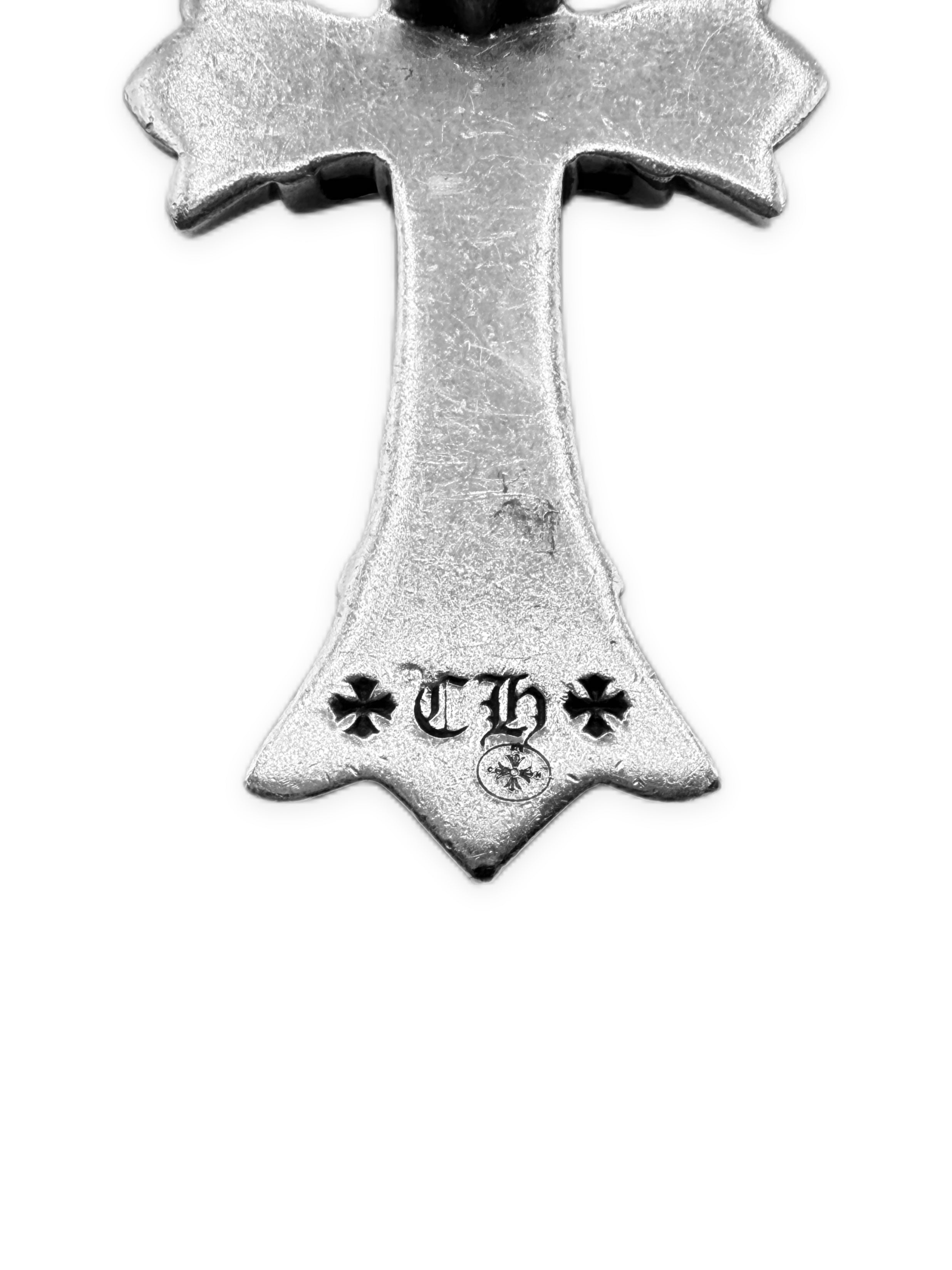 Chrome Hearts Pavé Diamond Factory Set Double Cross Silver Pendant