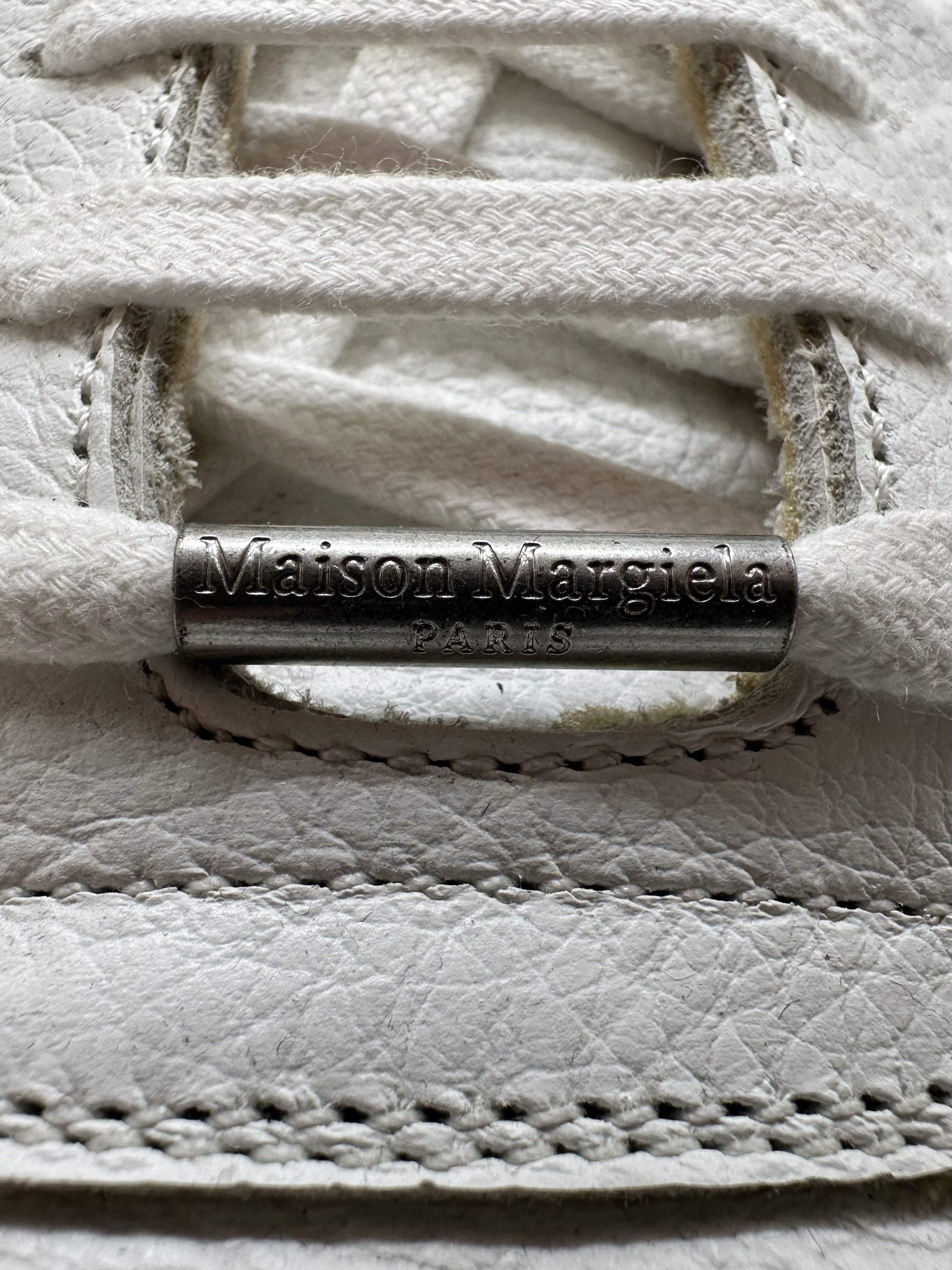 Maison Margiela ‘MM1’ White Leather Low-top Gum Sole Sneakers