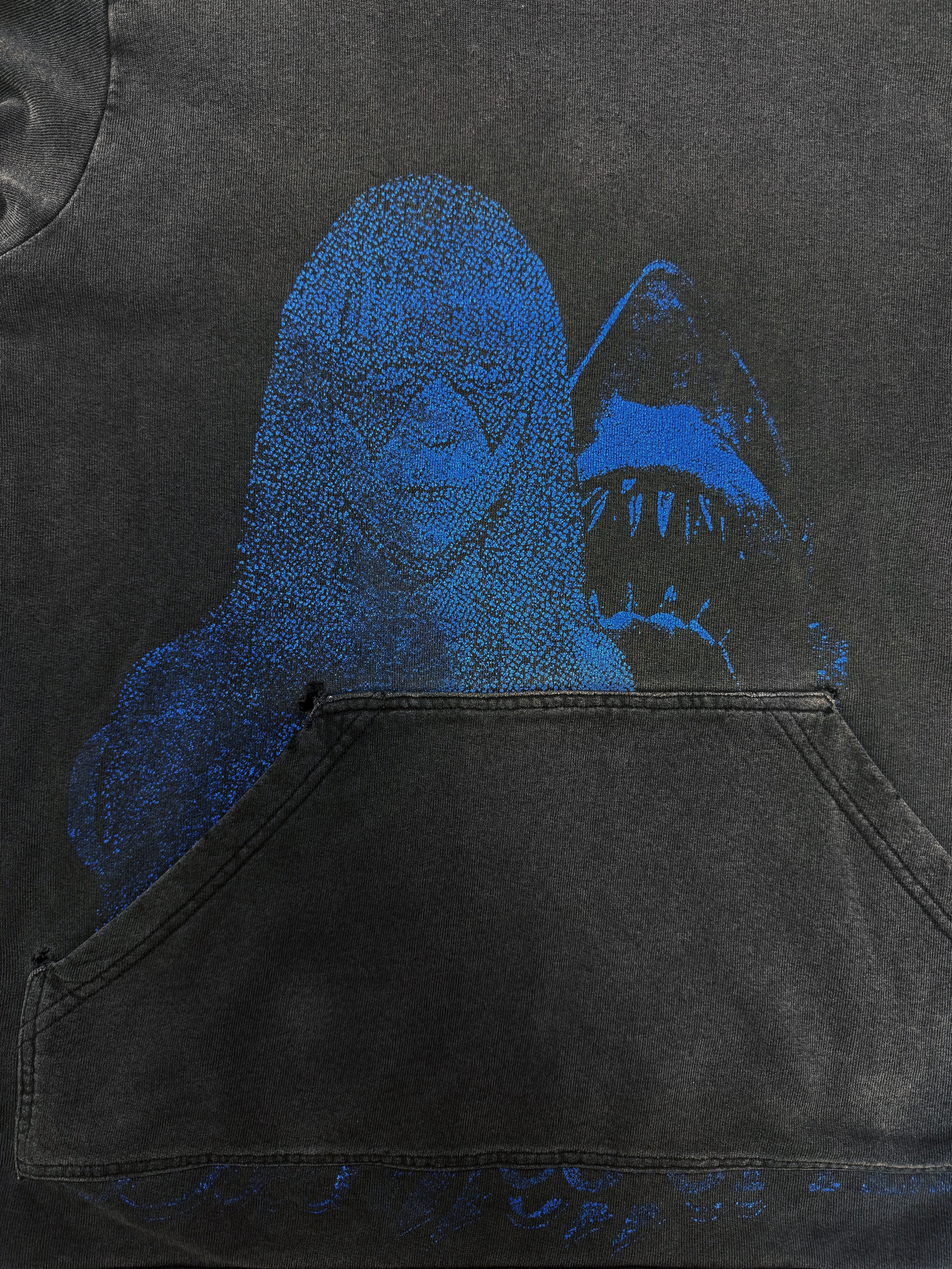 SS03 Raf Simons Consumed ‘Penelope Jaws’ Blue Sun Faded Black Hoodie