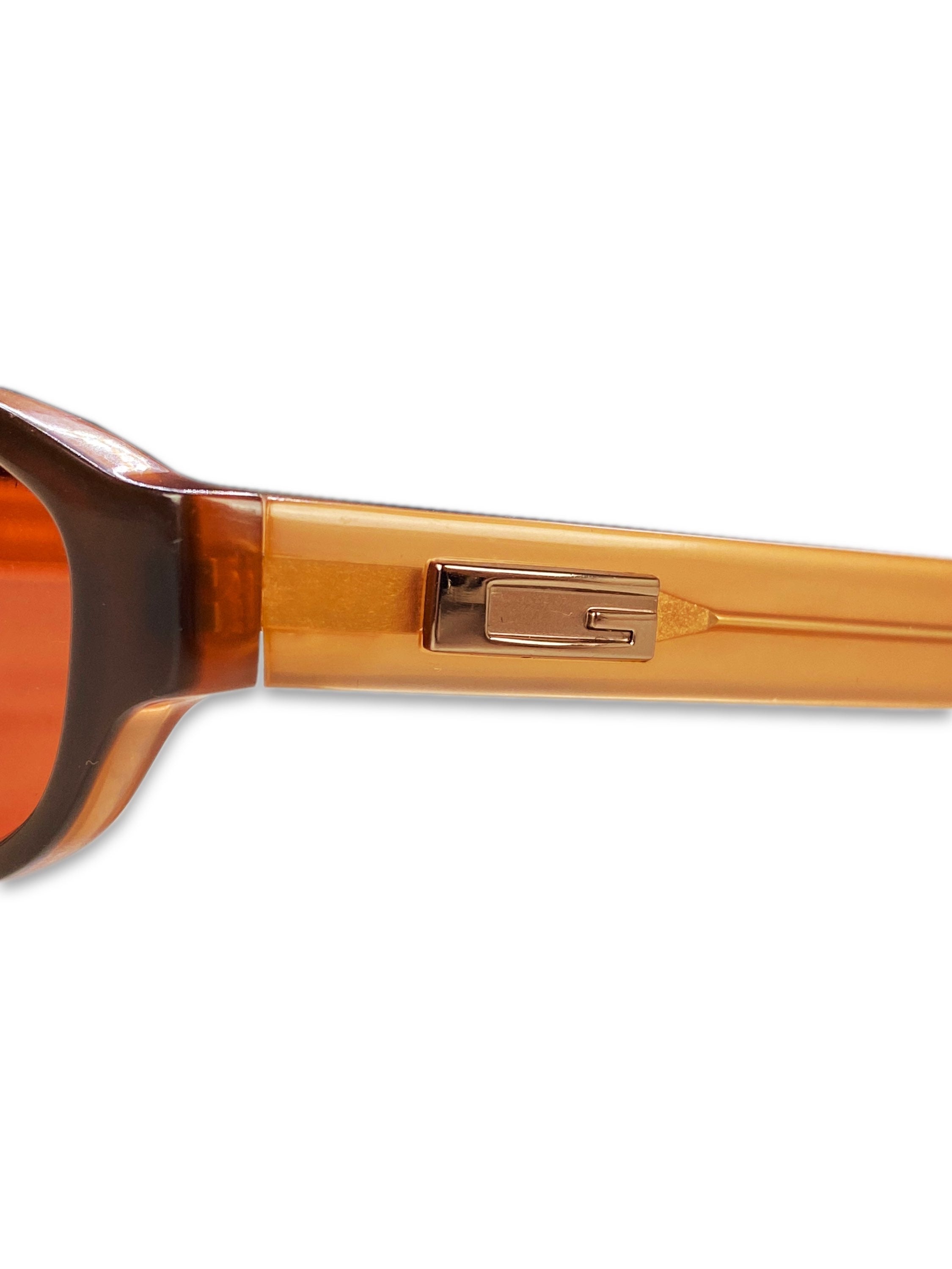 00s Gucci G Logo Rounded Oval Frame Red Tint Sunglasses