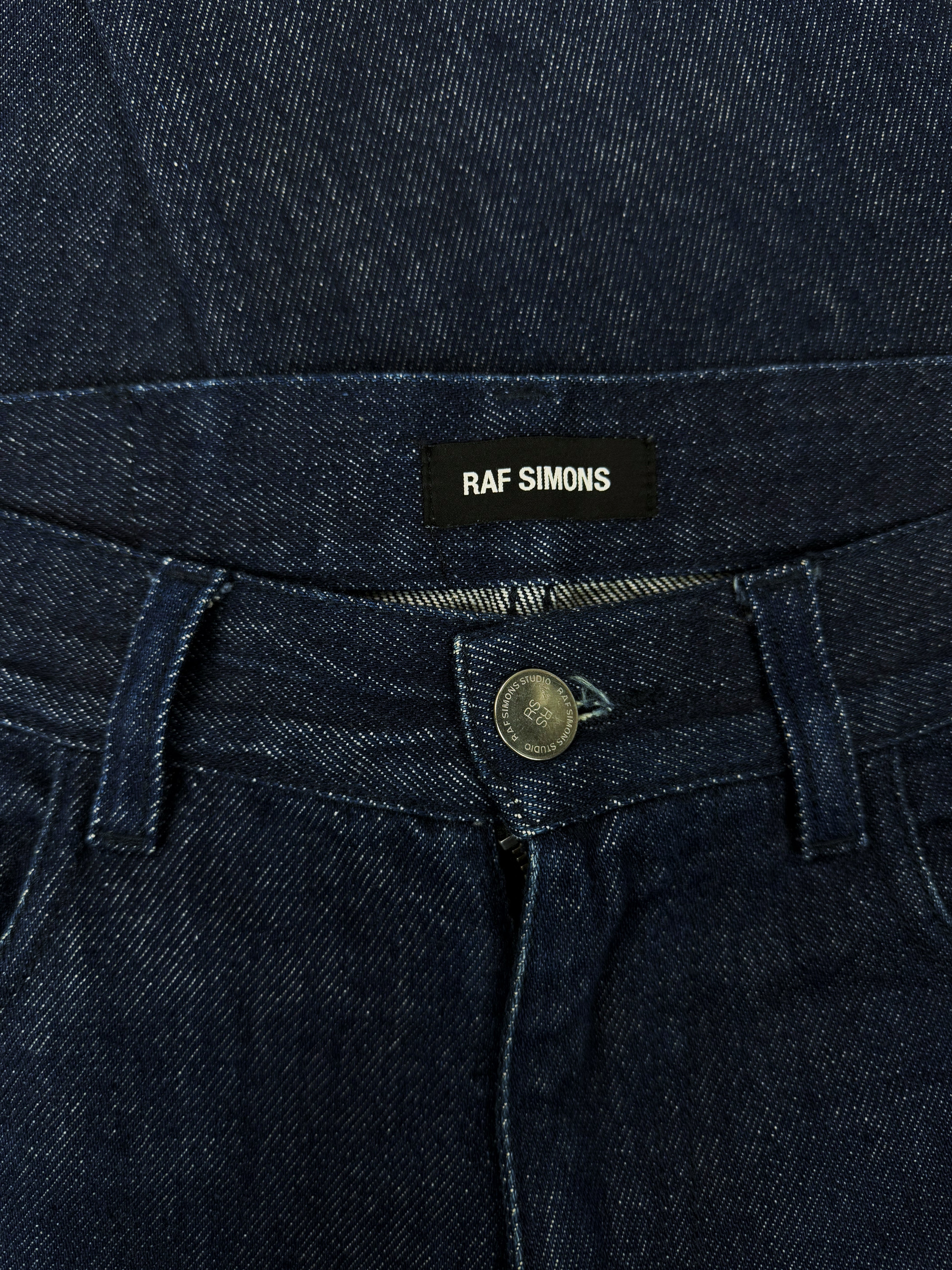 SS17 Raf Simons ‘RS’ Logo Indigo Blue Leather Patch Denim