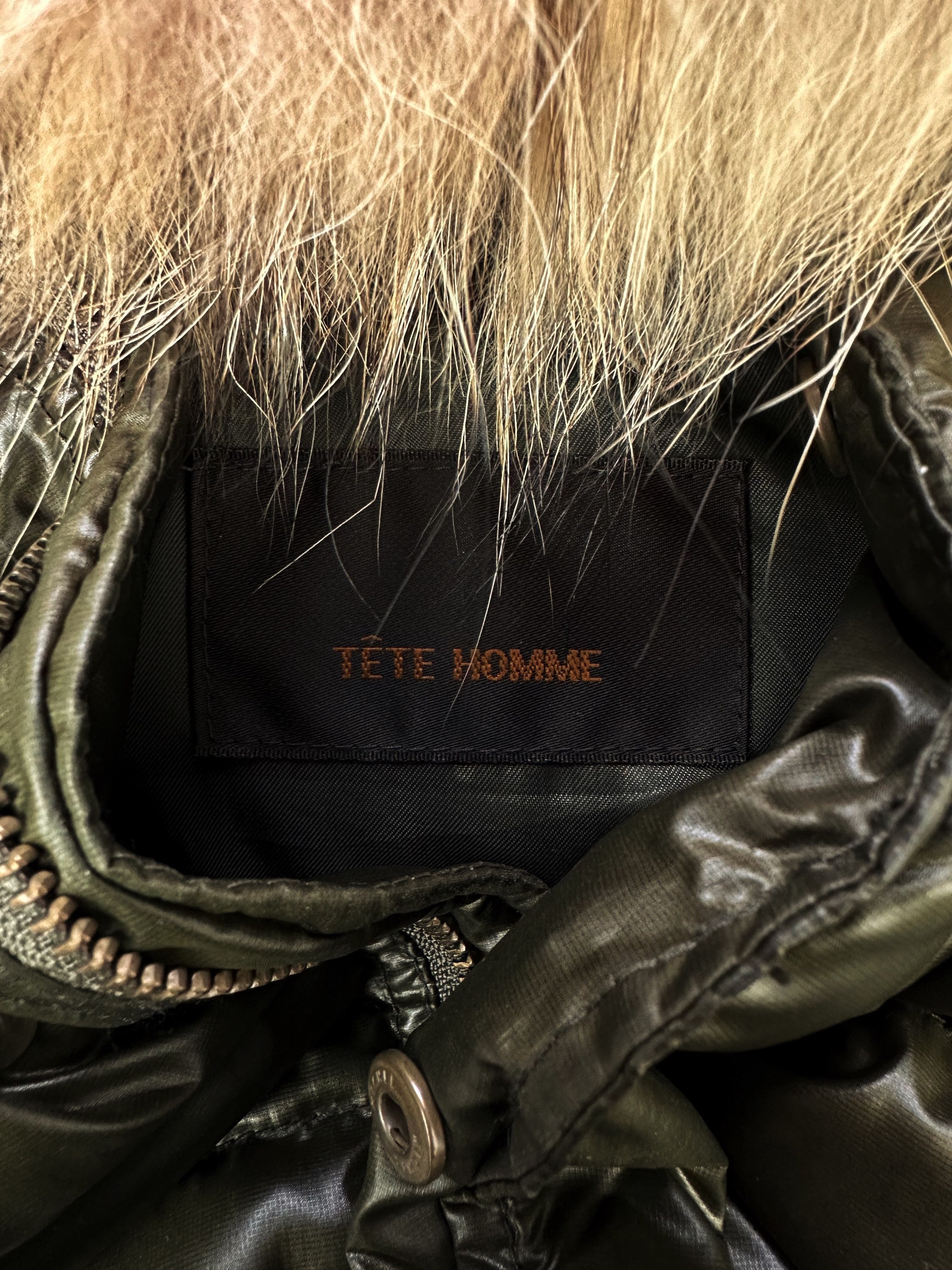 Tete Homme Olive Gree Down Full Fur Hood Puffer Jacket
