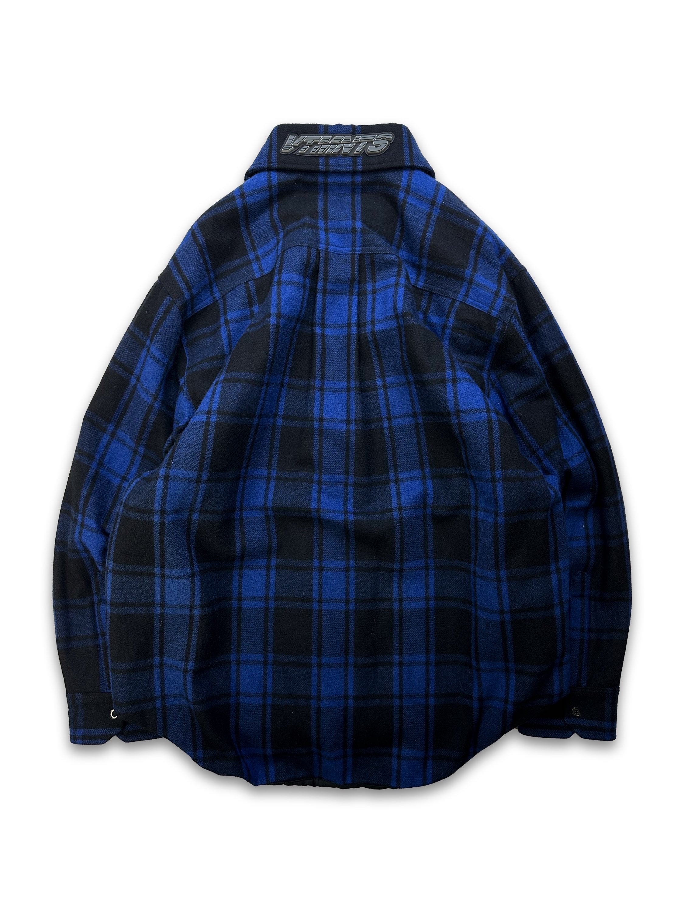 AW21 Vêtements ‘Racing’ Rubber Logo Navy Blue Flannel Jacket