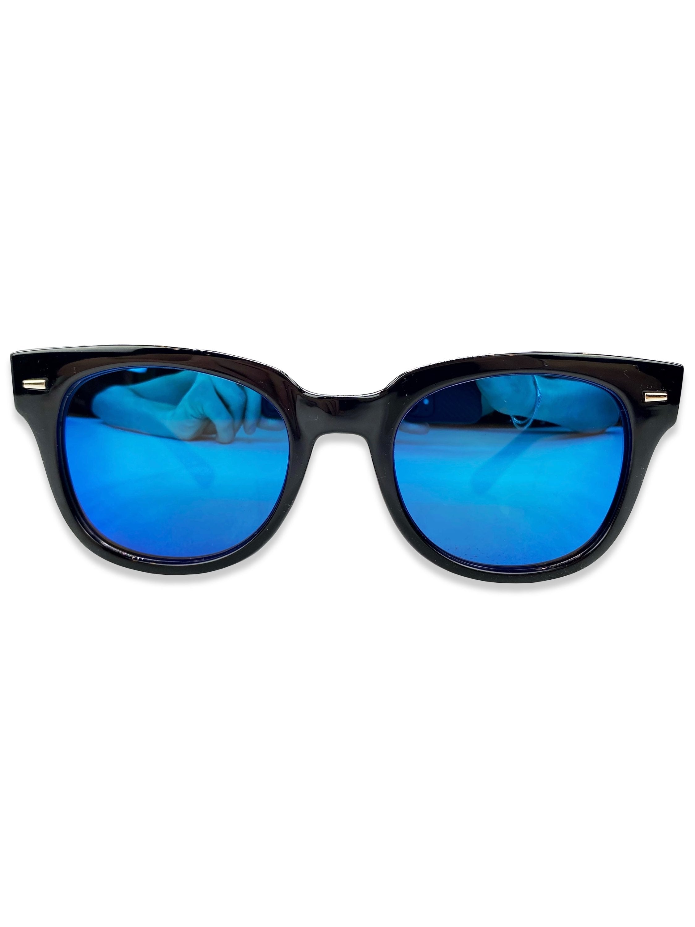 Number (N)ine Blue Tint Reflective Glossy Black Wayfarer Sunglasses