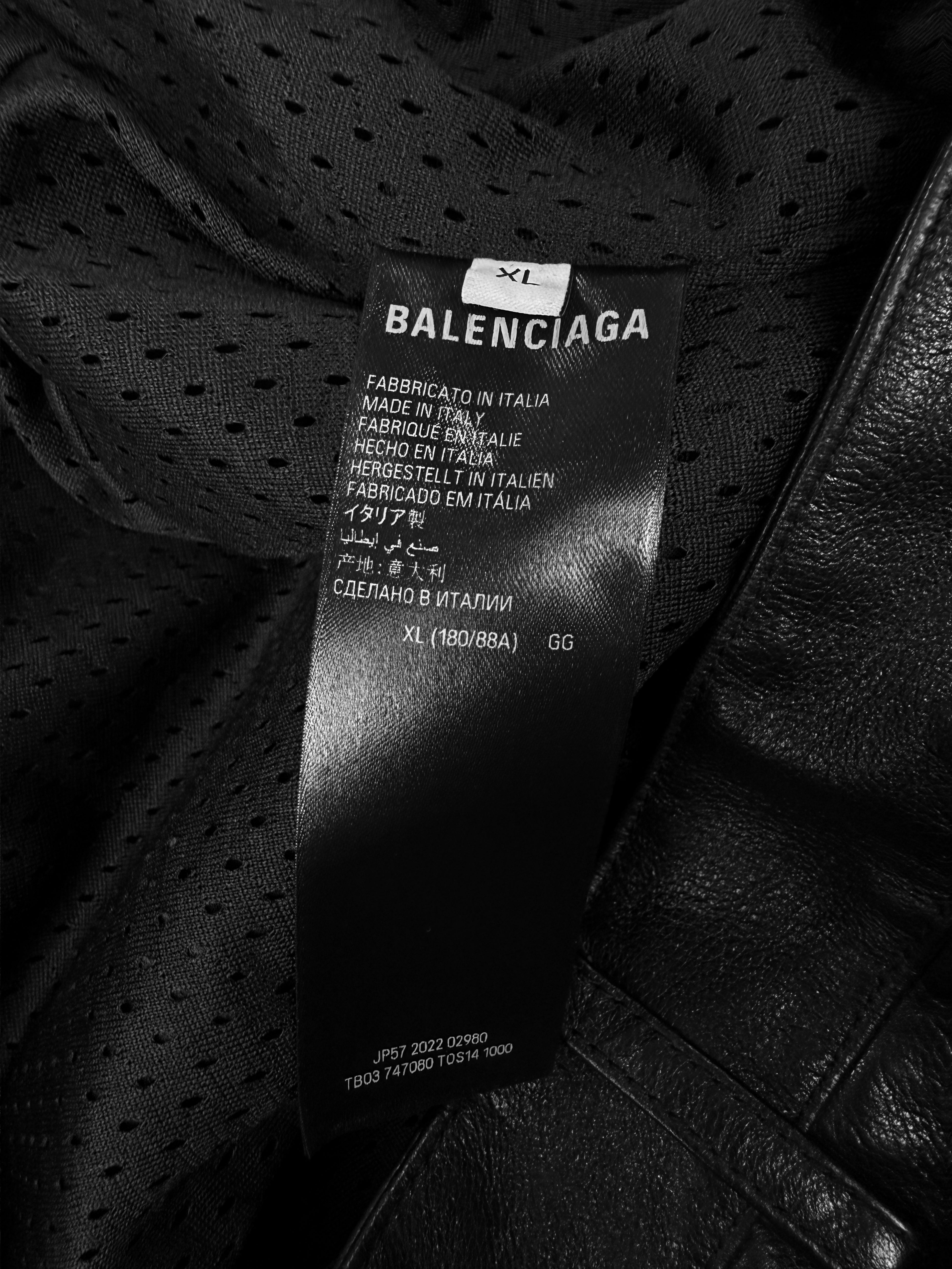 SS23 Balenciaga ‘Mud Show’ Black Leather Ribbed Moto Pants