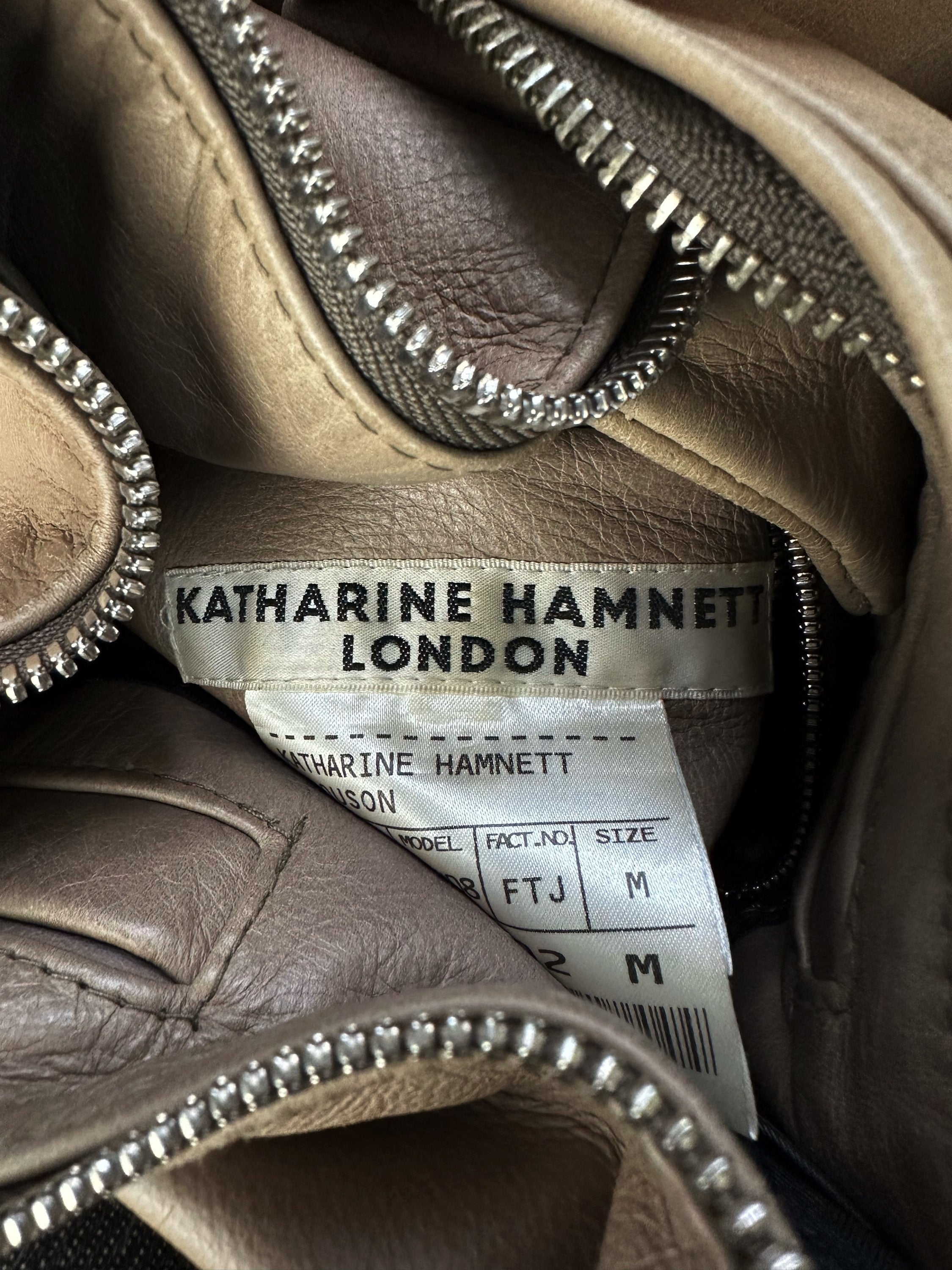 Katharine Hamnett Beige Leather Multi-zip Biker Jacket