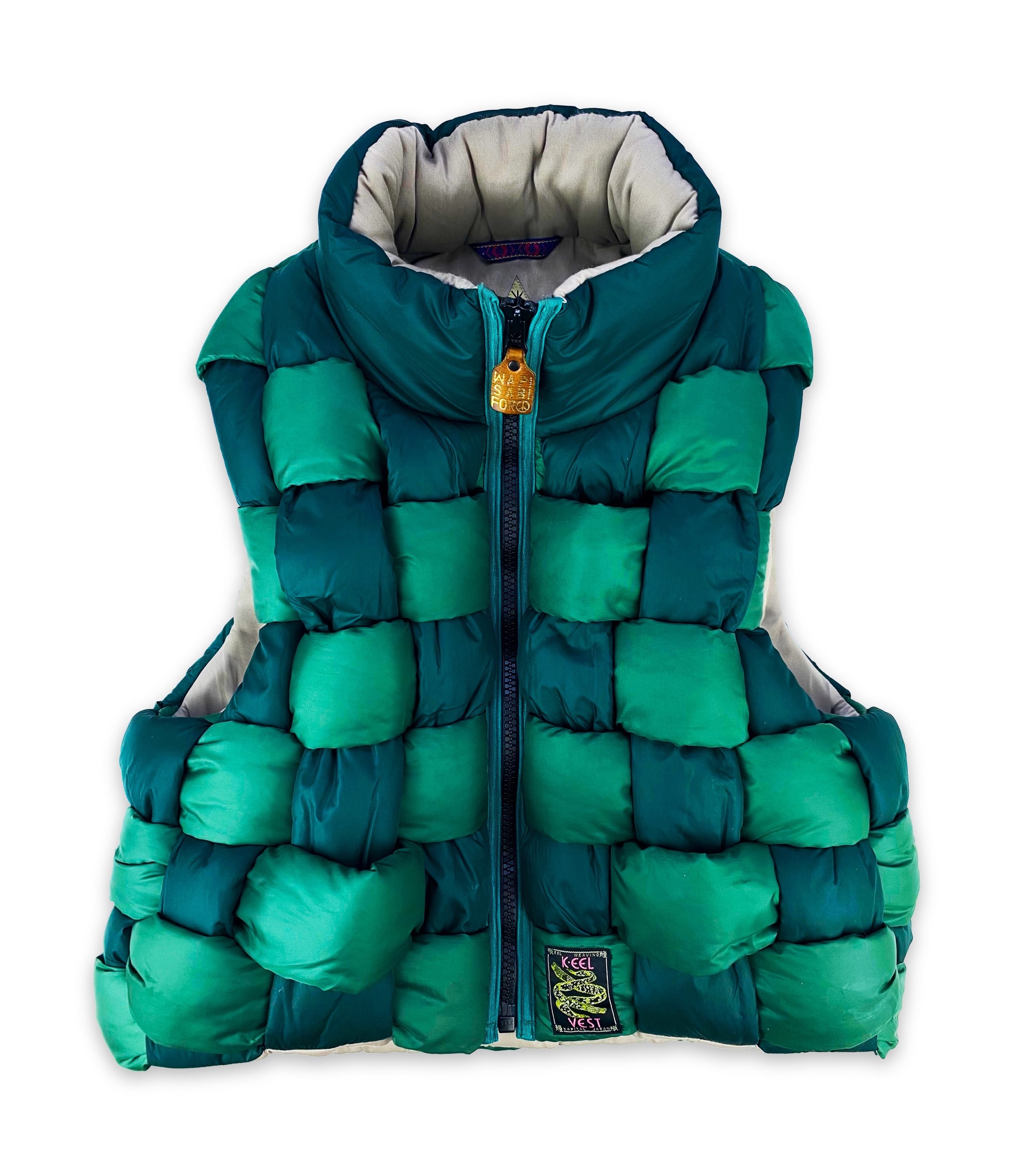 SS23 Kapital ‘Keel’ Woven Two Tone Full Zip Puffer Vest