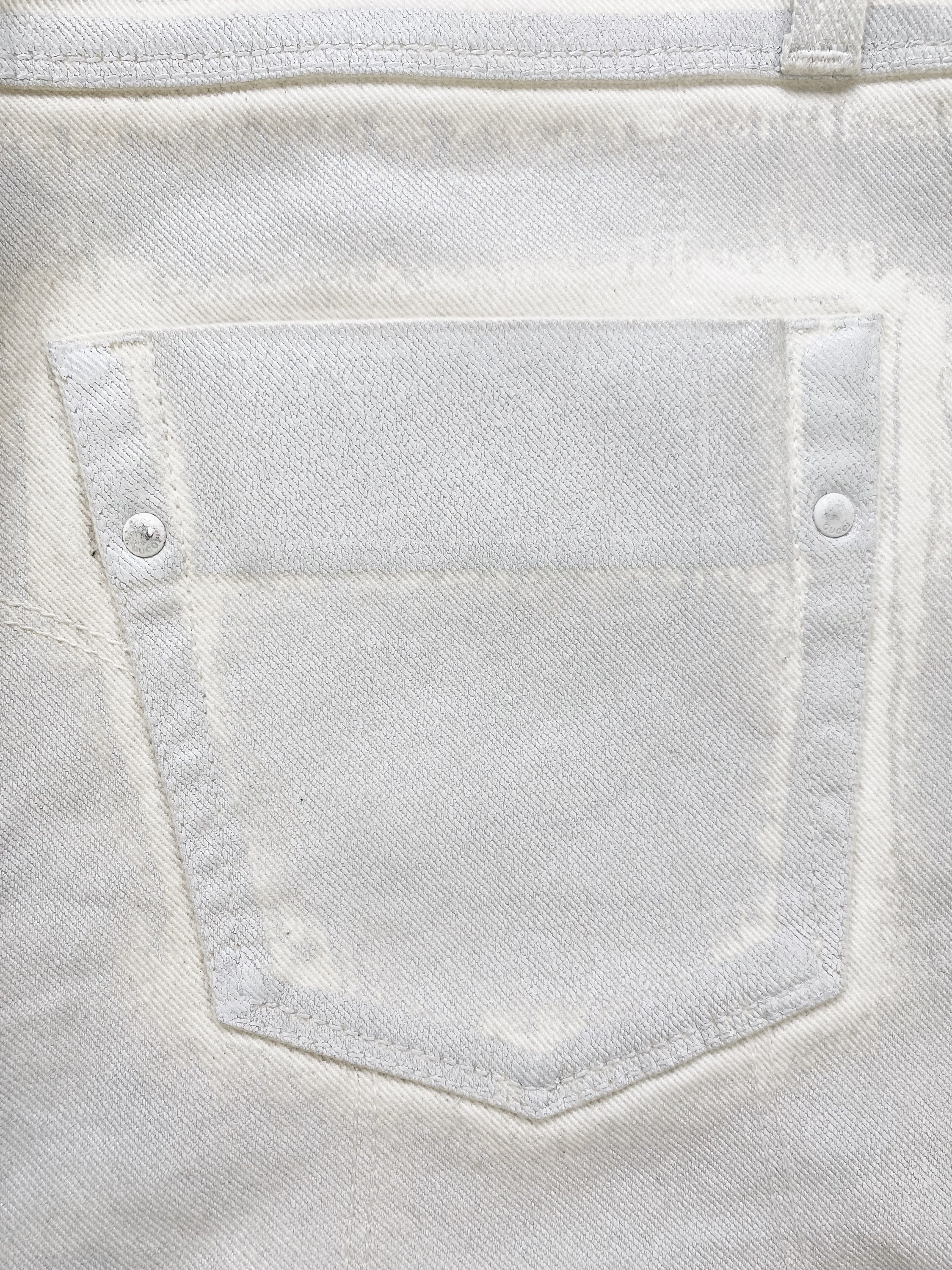 00’s Gucci by Tom Ford Ribbed White Waxed Biker Denim
