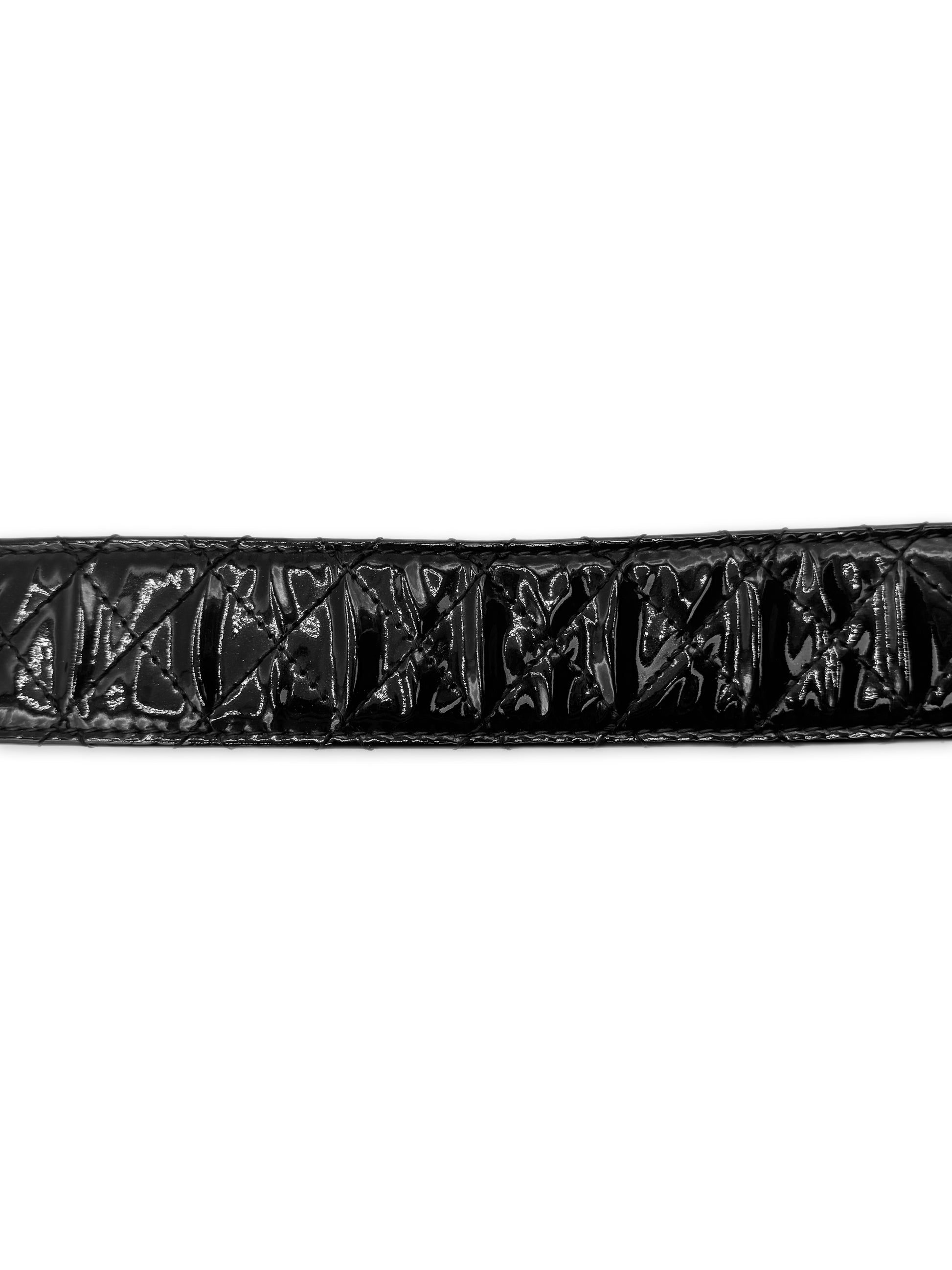Chanel Double CC Buckle Patent Leather Quilted Caviar Belt