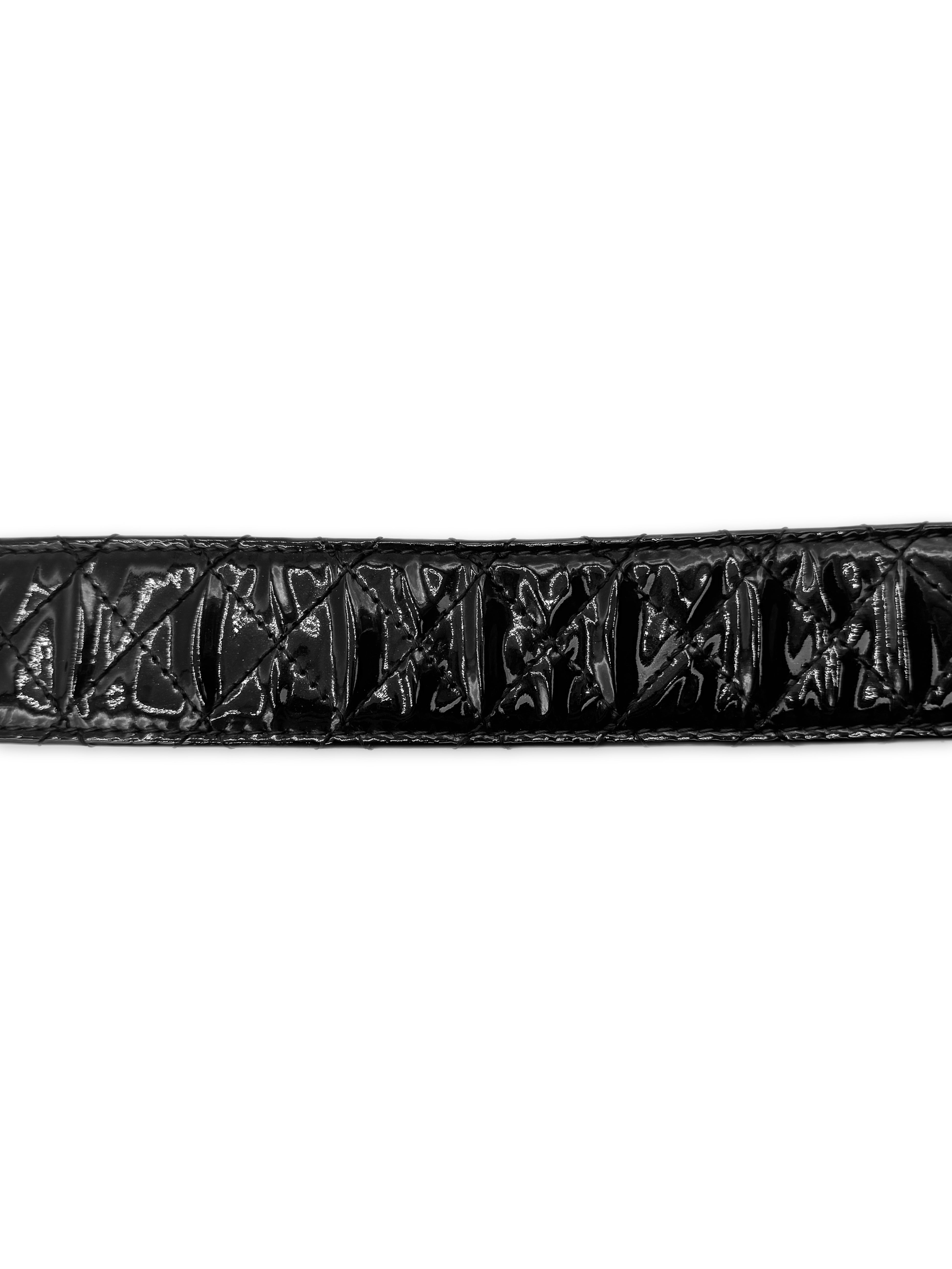Chanel Double CC Buckle Patent Leather Quilted Caviar Belt