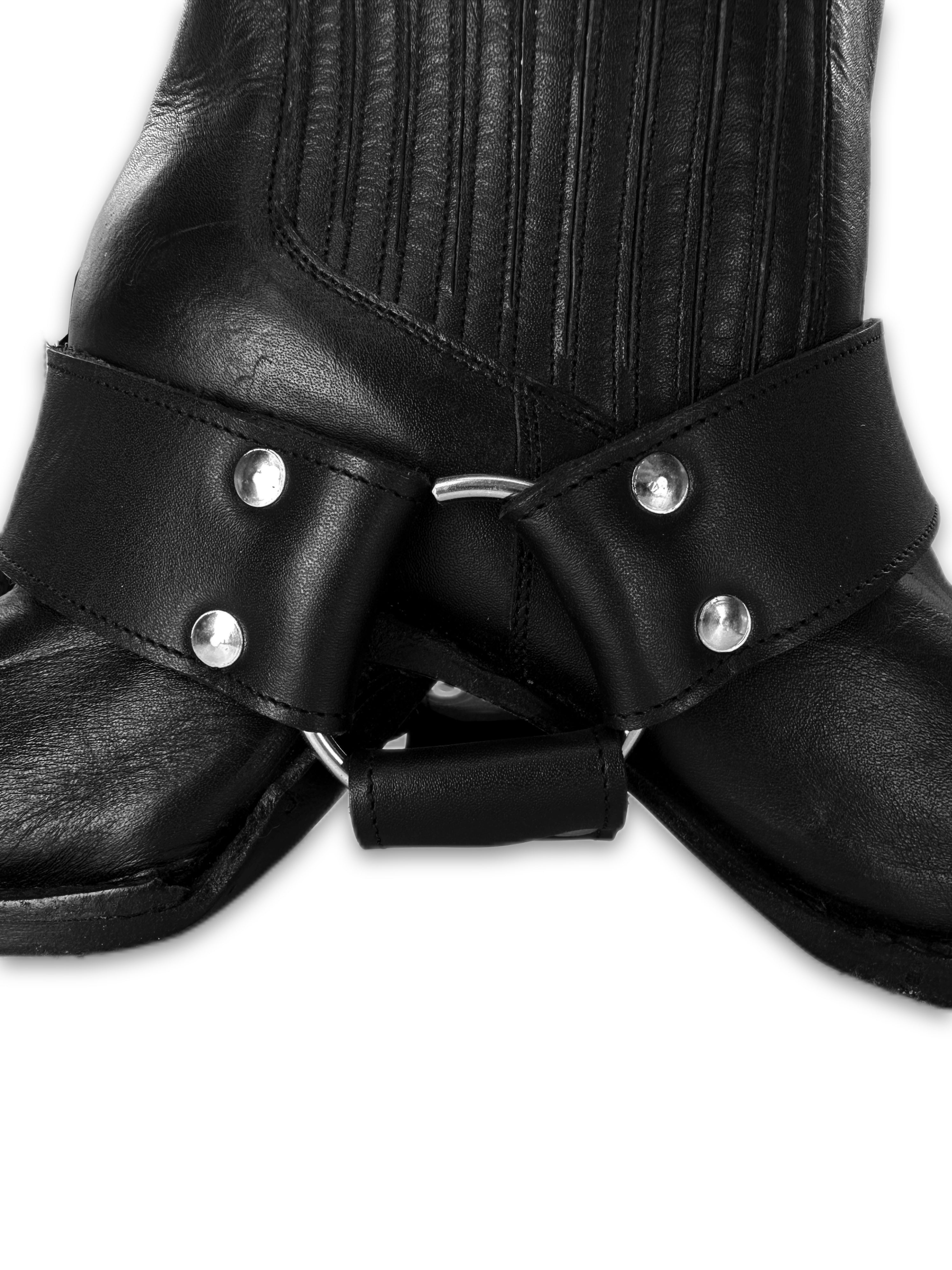 SS17 Hood by Air SAMPLE Double ‘Cowboy’ Black Leather Boots