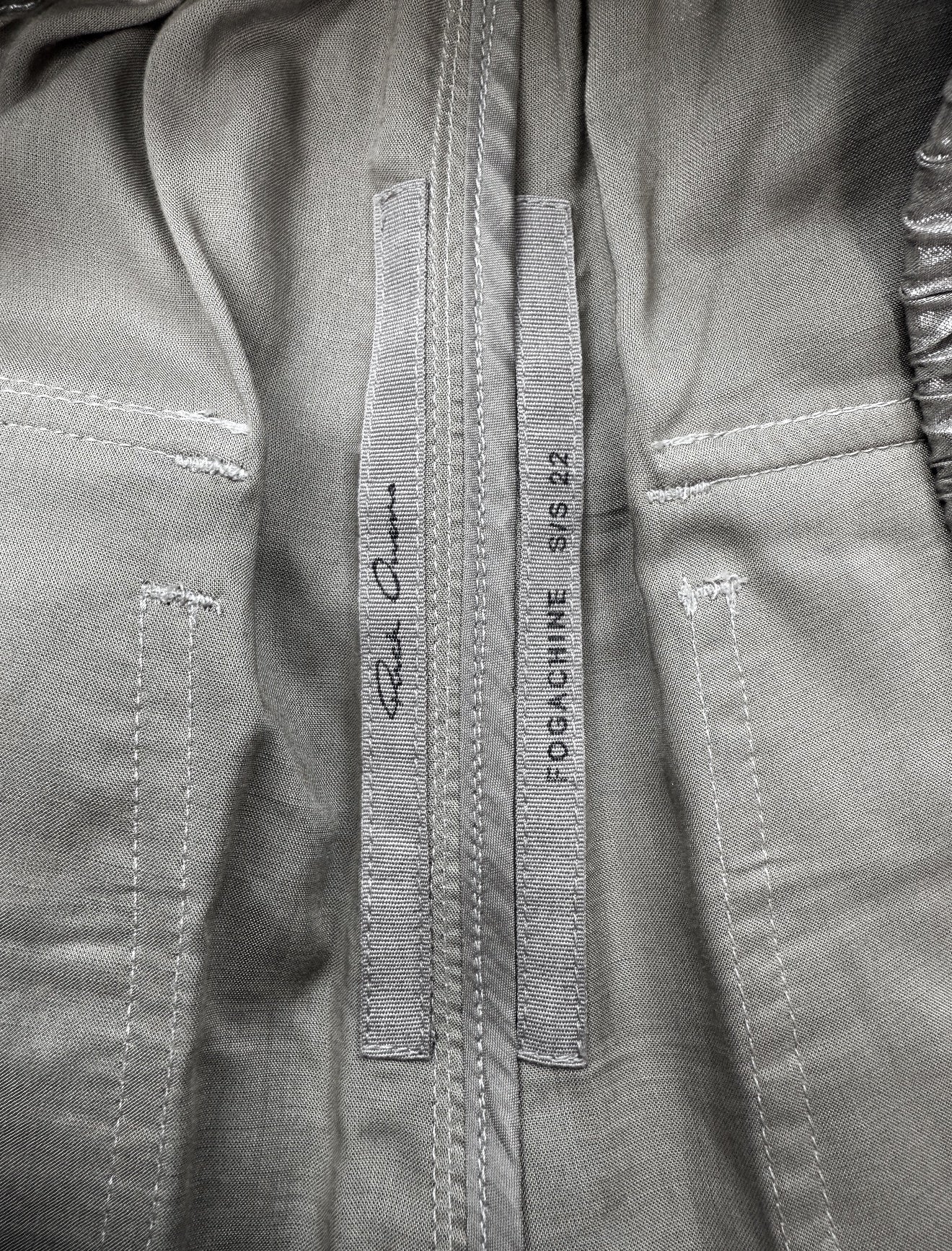 SS22 Rick Owens ‘Fogachine’ Metallic Silver Boxing Shorts