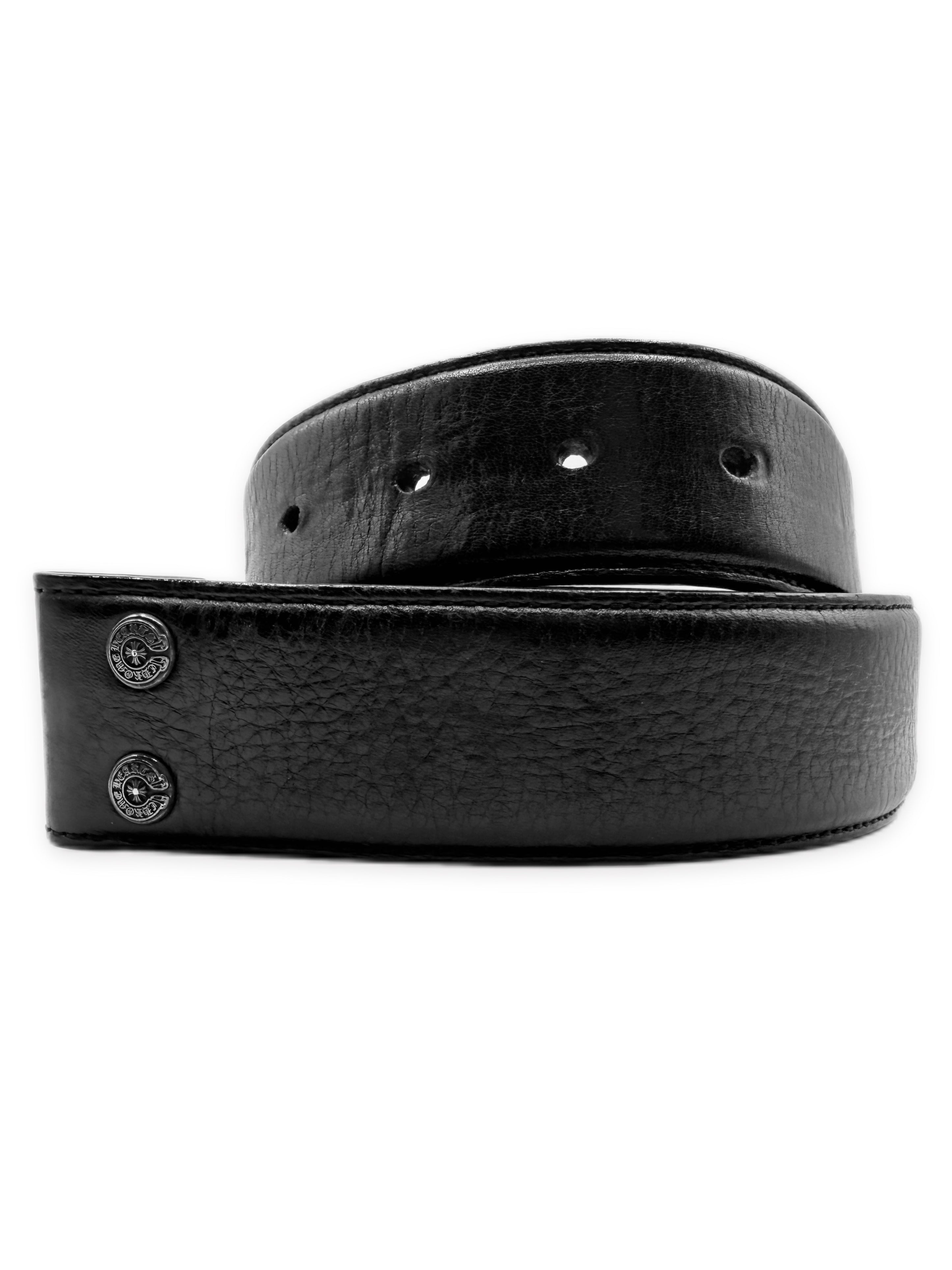 Chrome Hearts Black Leather .925 Silver Belt Strap